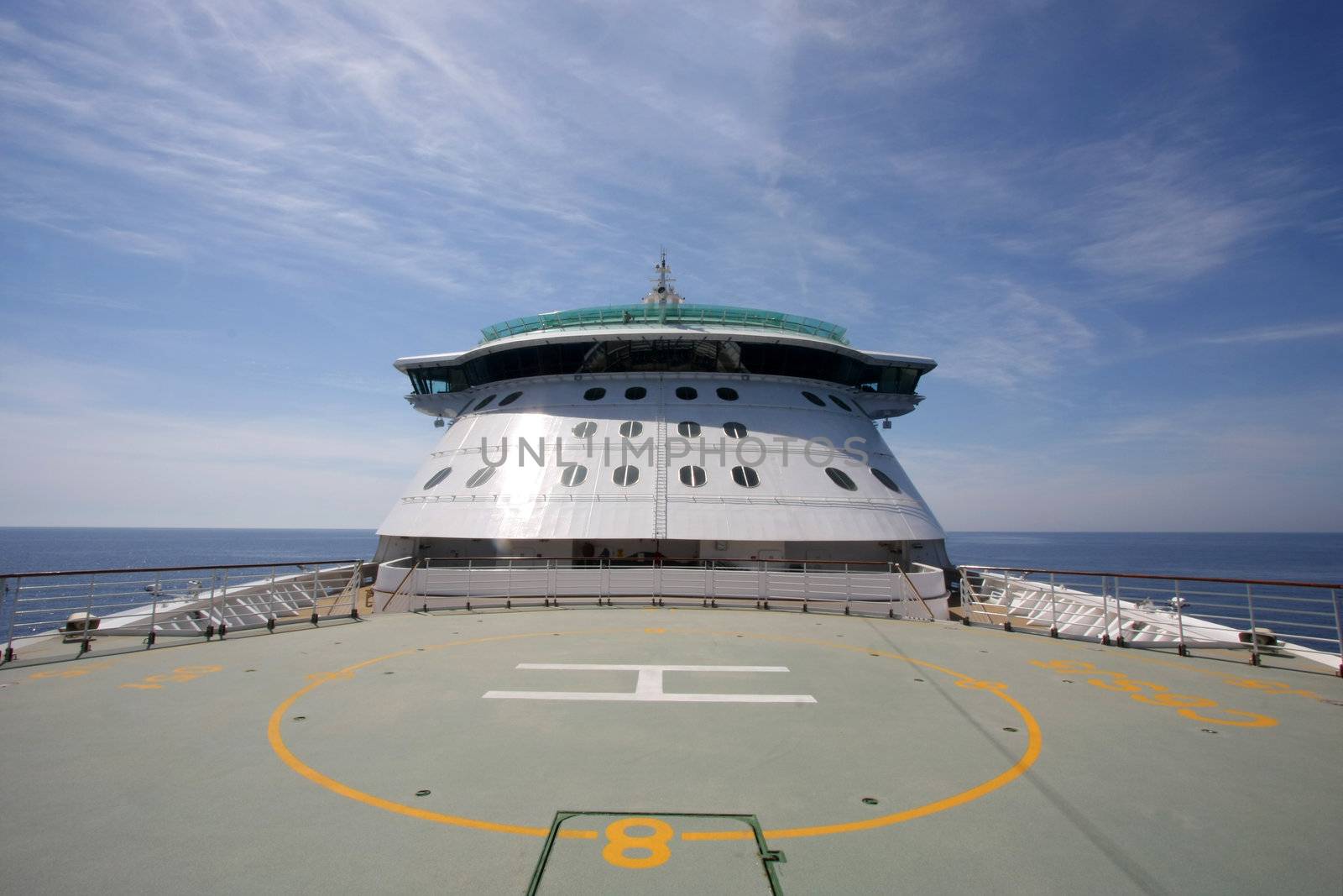 The view from the top of a cruiseship