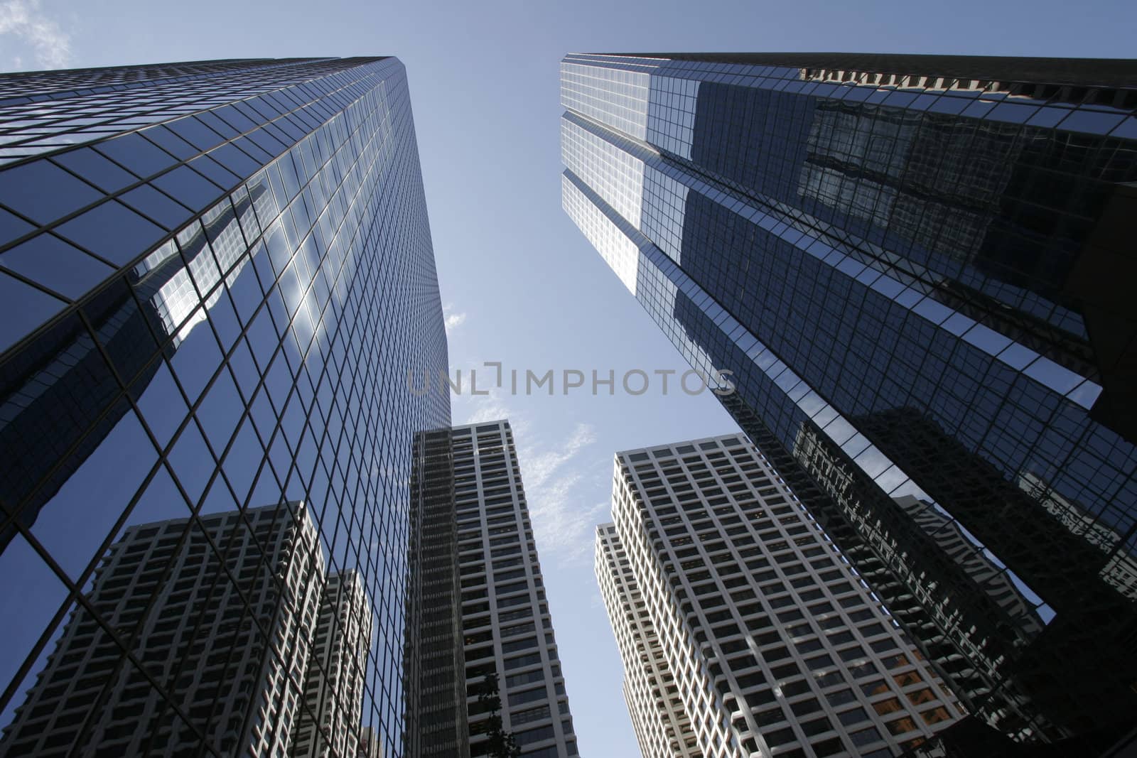 Modern tall glass office building