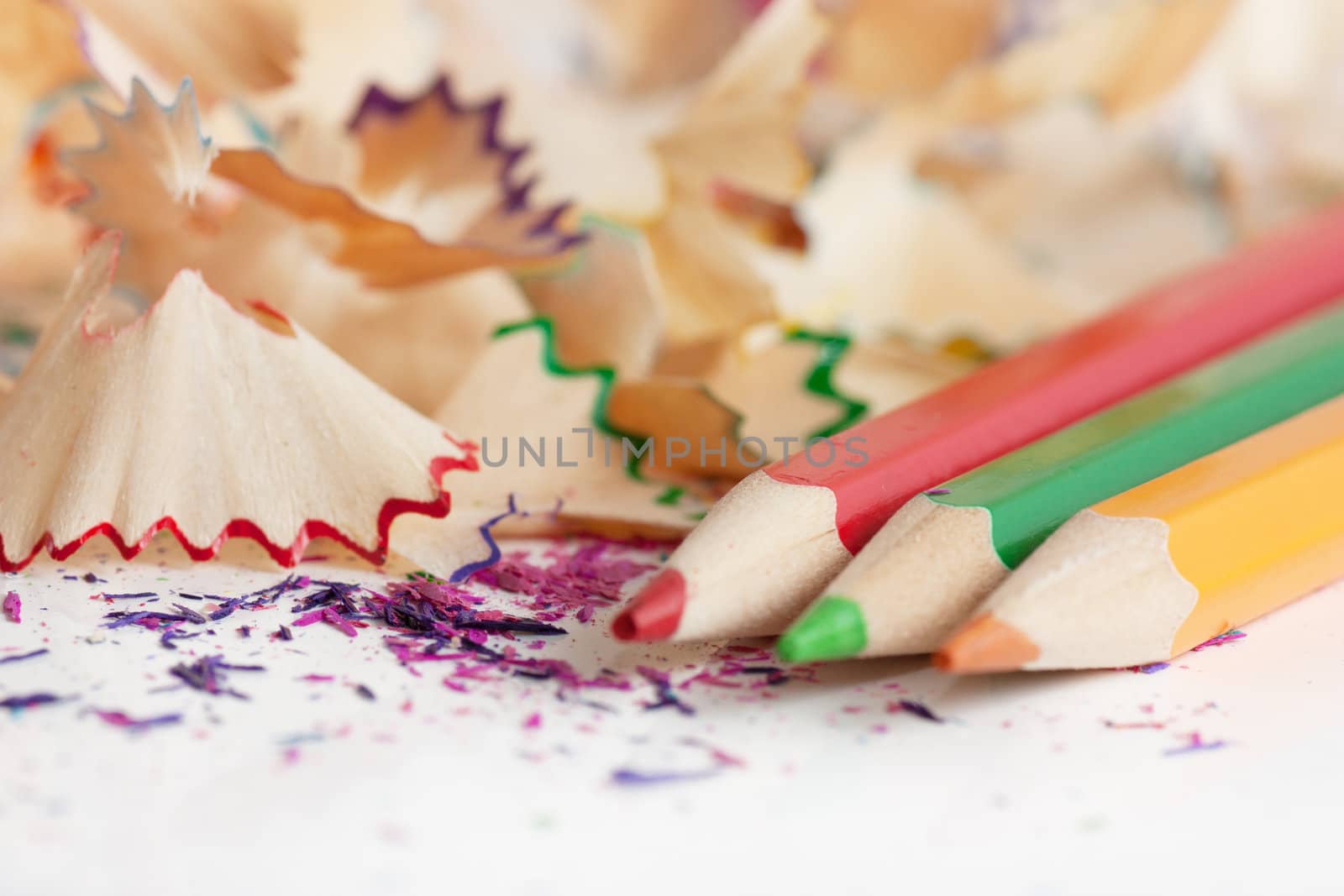 Colorful drawing pencils peels