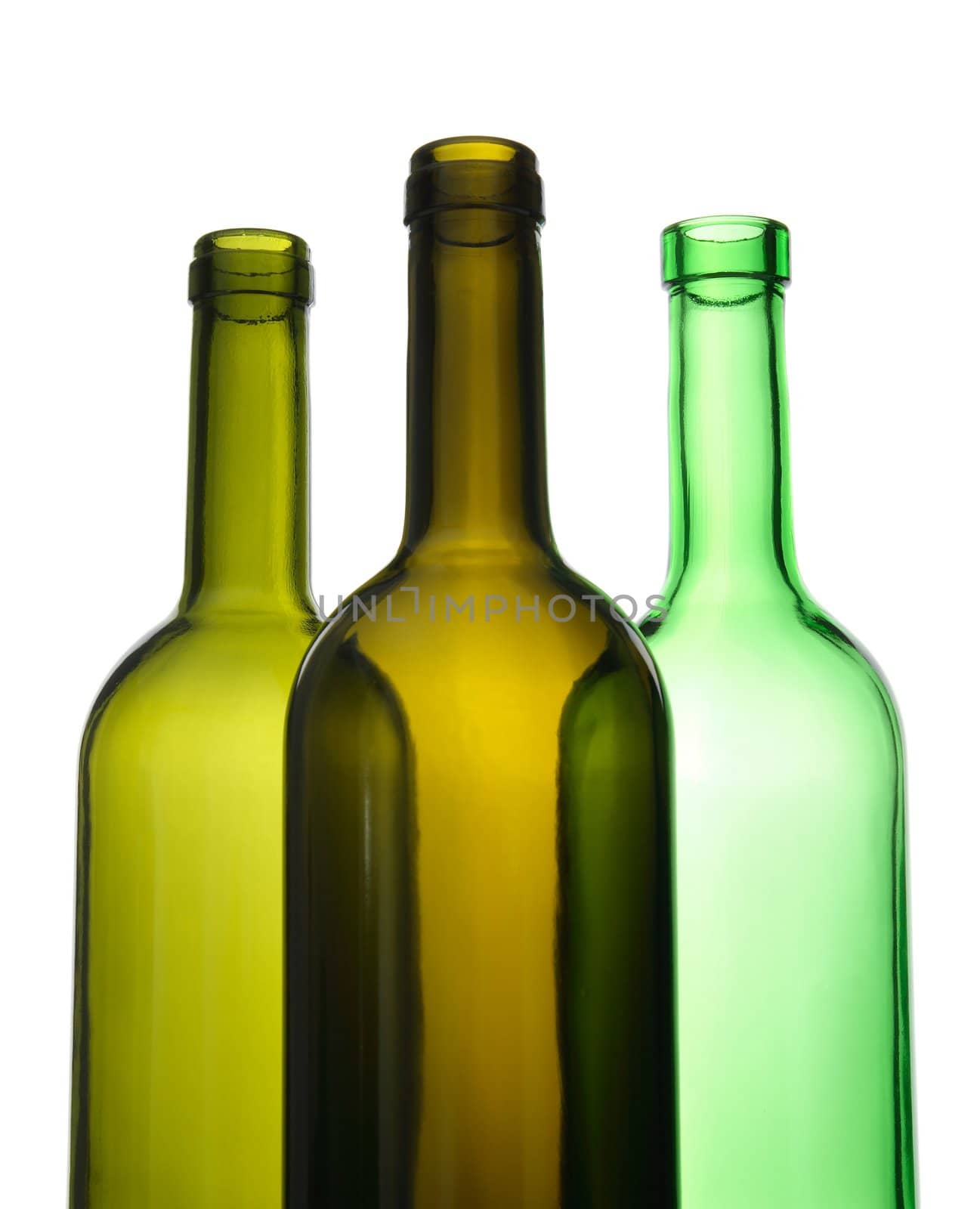 Three empty wine bottles for recycling by anikasalsera