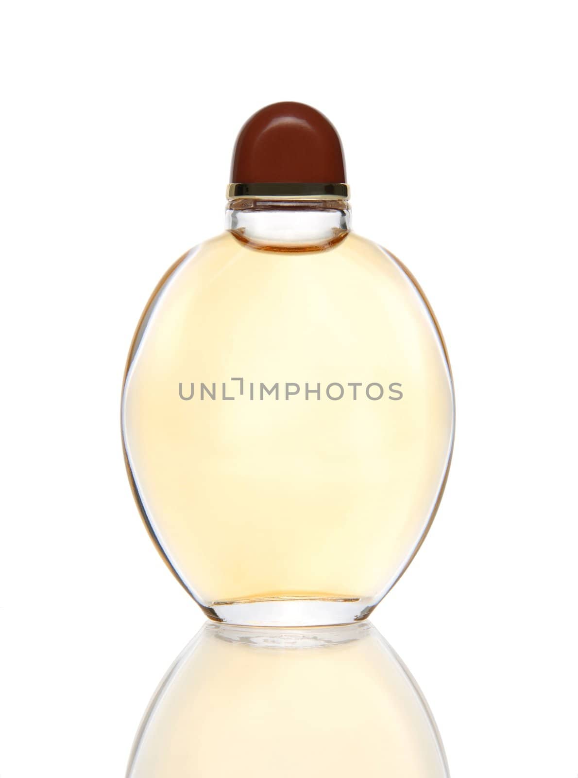 Elegant perfume bottle with reflection.