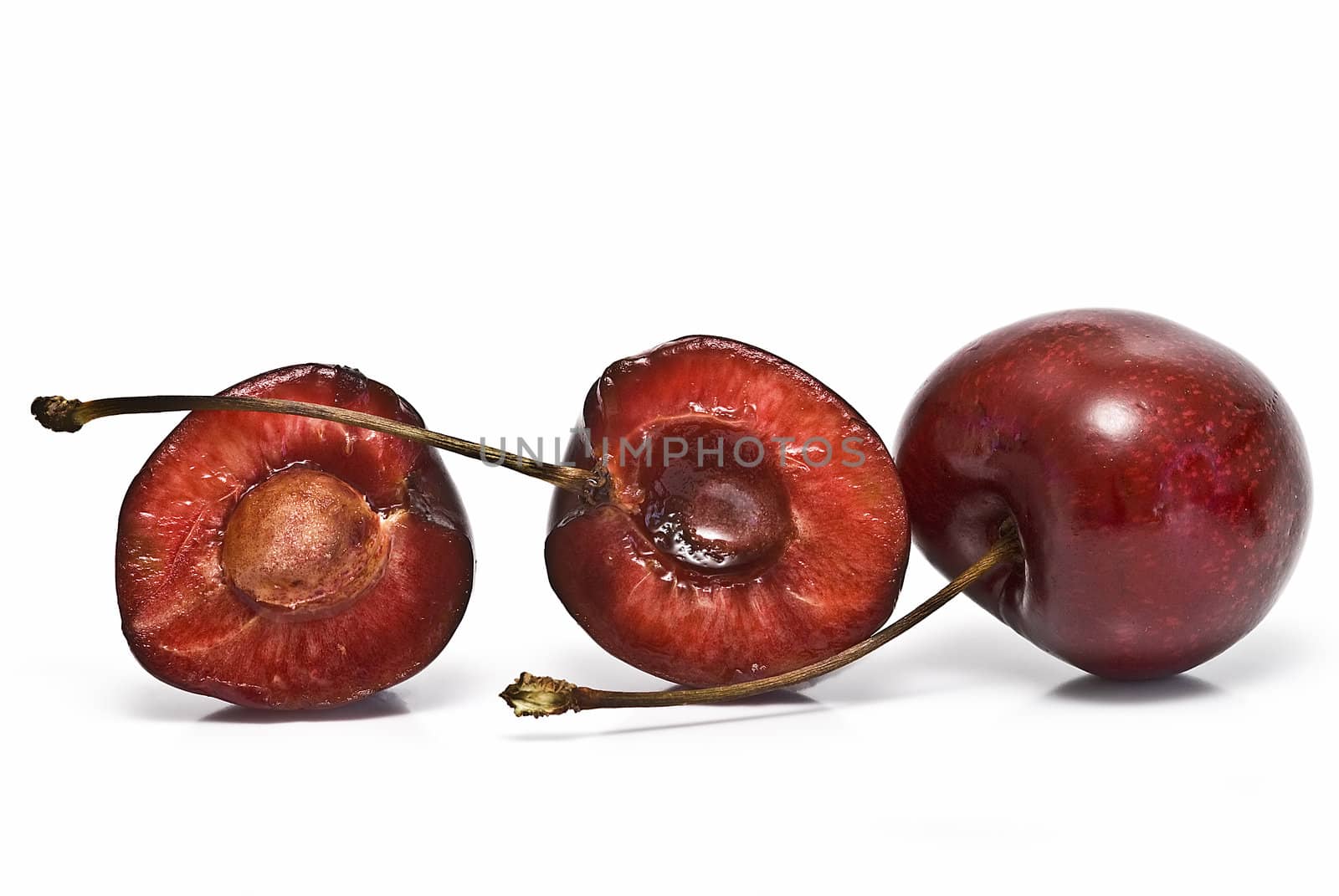 Cherries isolated on a white background.