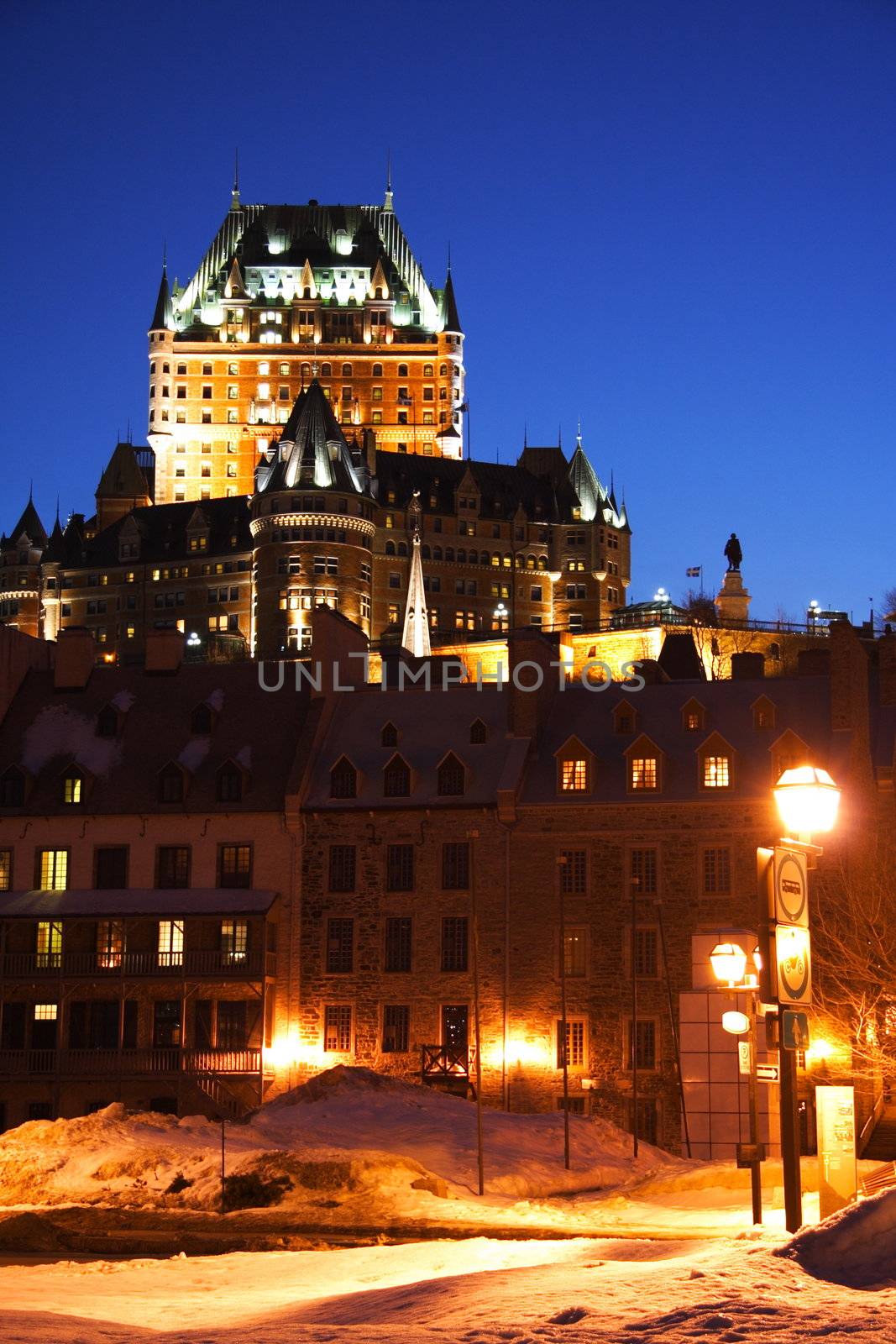 Quebec City night scene with Chateau Frontenac