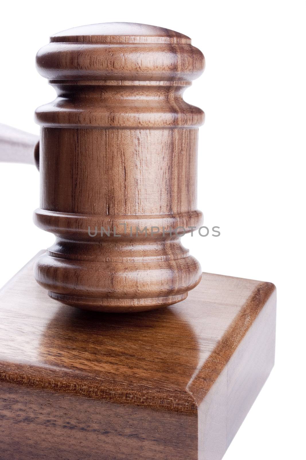 Wooden hammer used in court and in auctions.