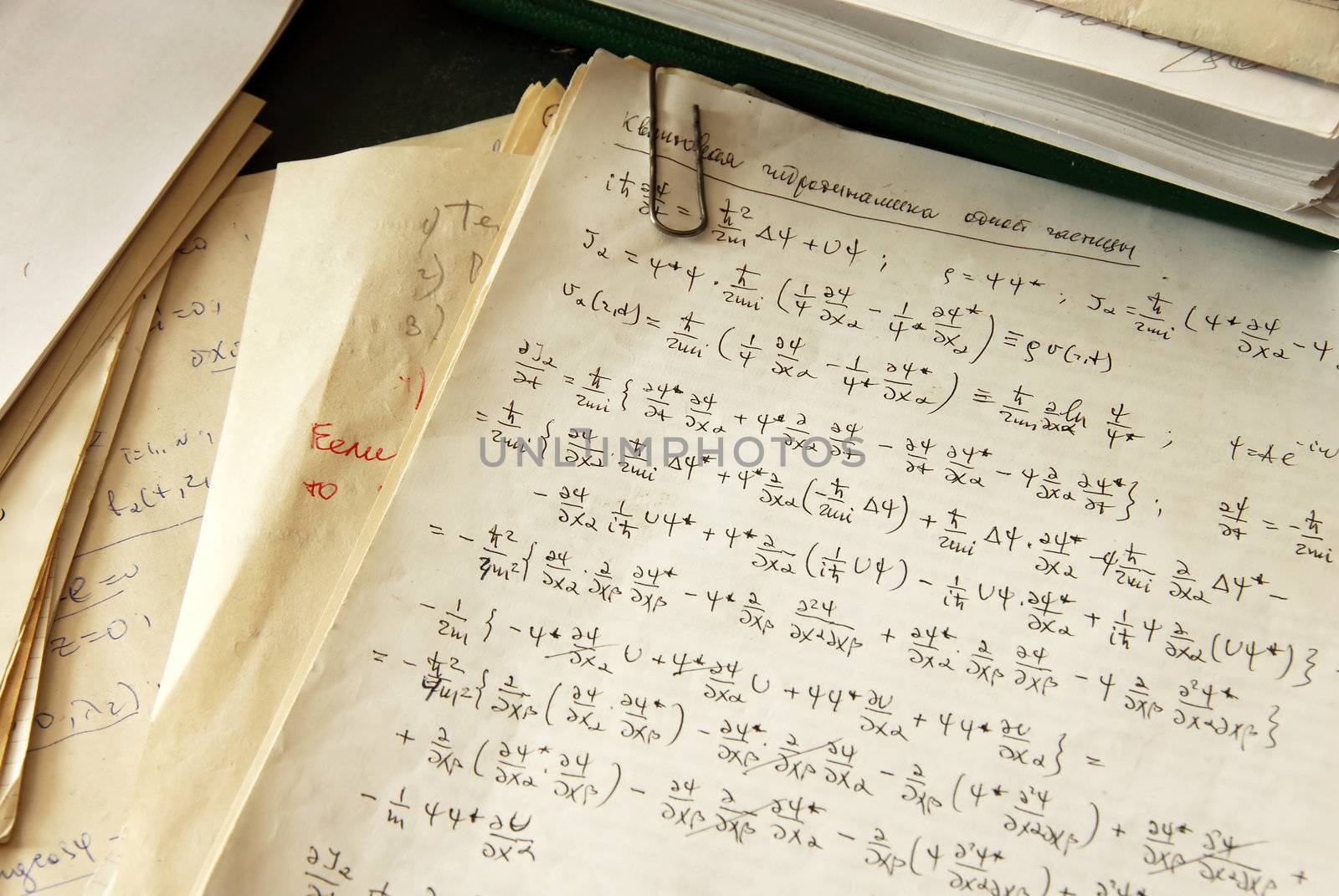 physics formulas and calculations written on paper, quantum hydrodynamics of a single particle