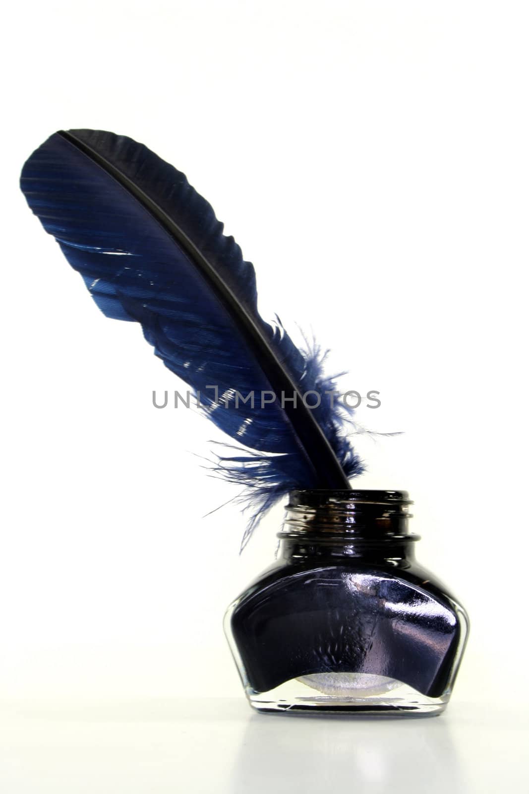 Inkwell with a pen on a white background