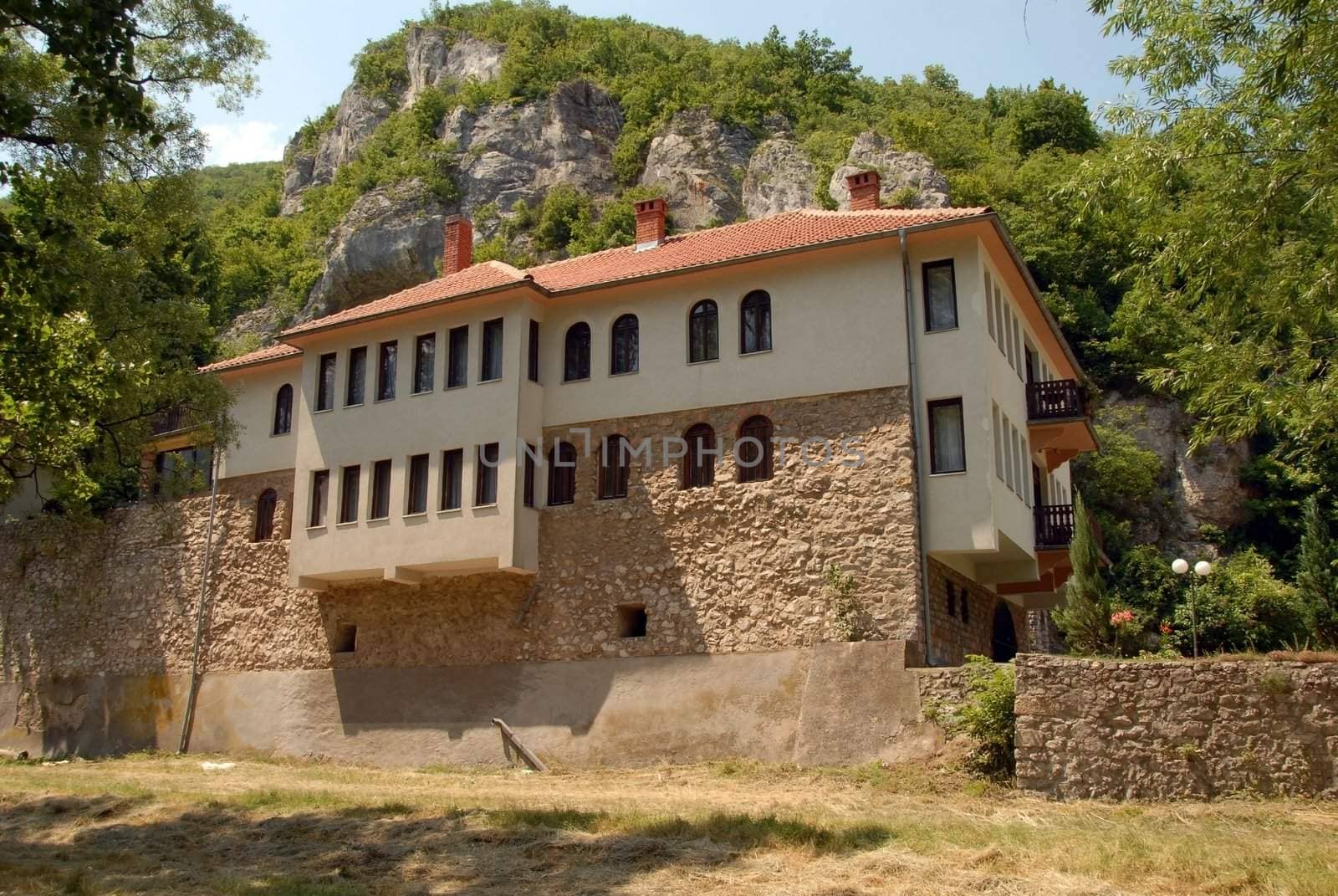 exterior of old orthodox Gornjak Monastery in Serbia