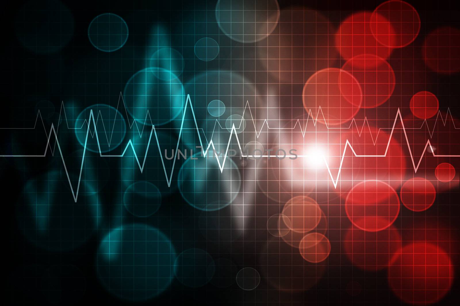 ecg pattern over abstract gradient colorful background