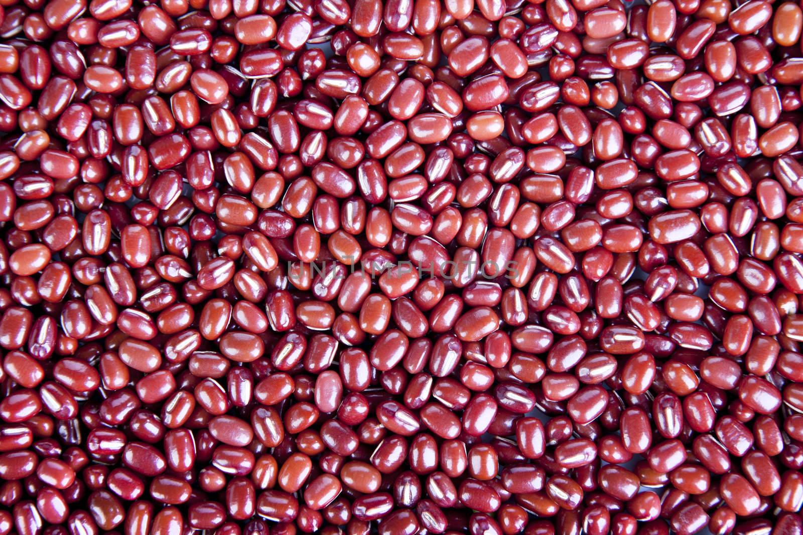 Full frame of dried azuki beans for food background or texture
