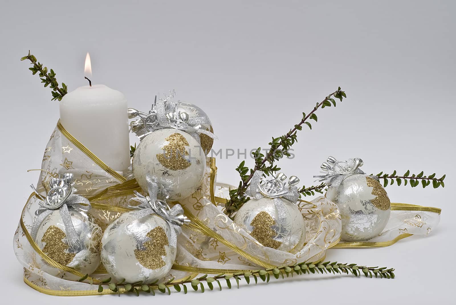 Christmas greetings card with candles.