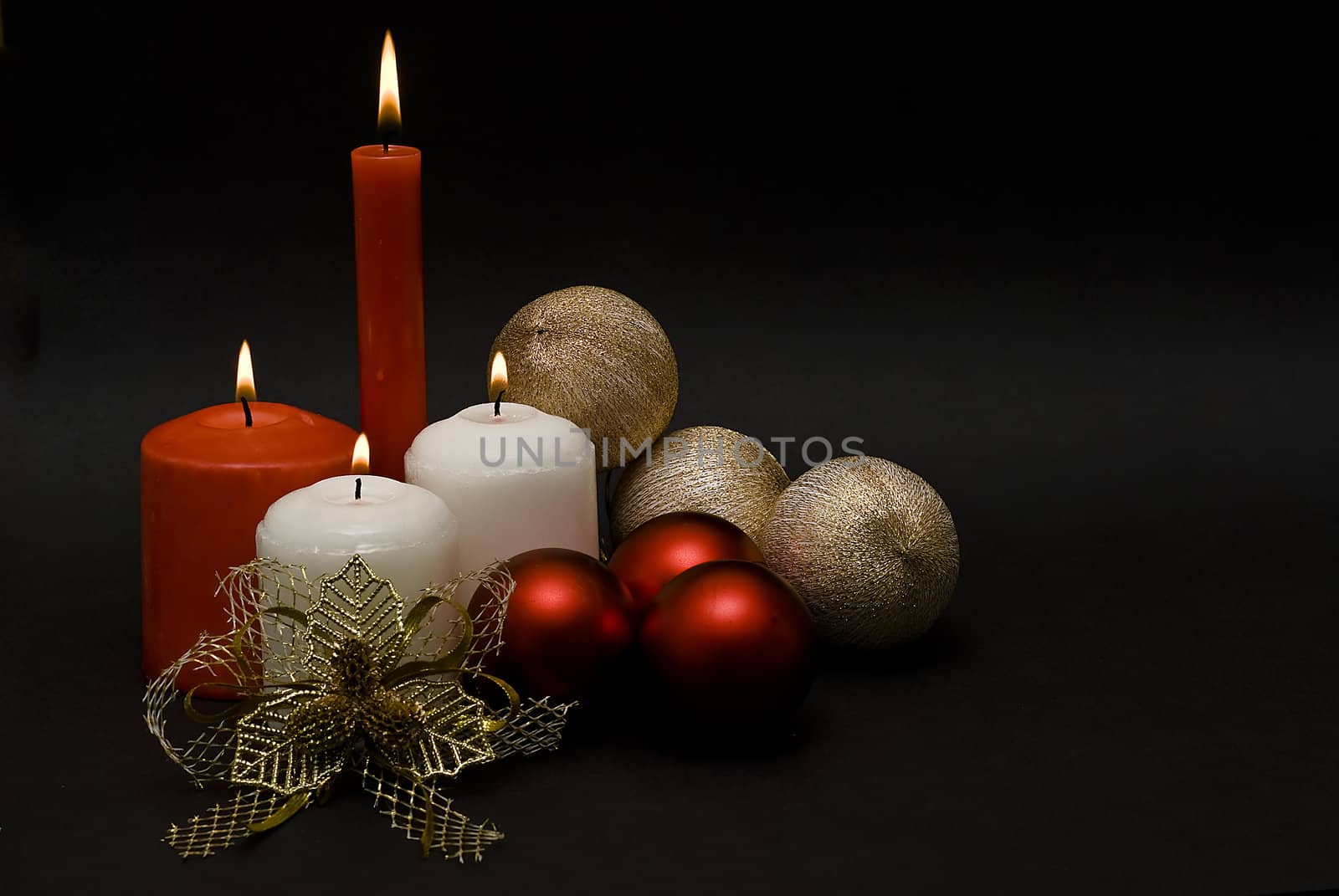 Christmas greetings card with candles.