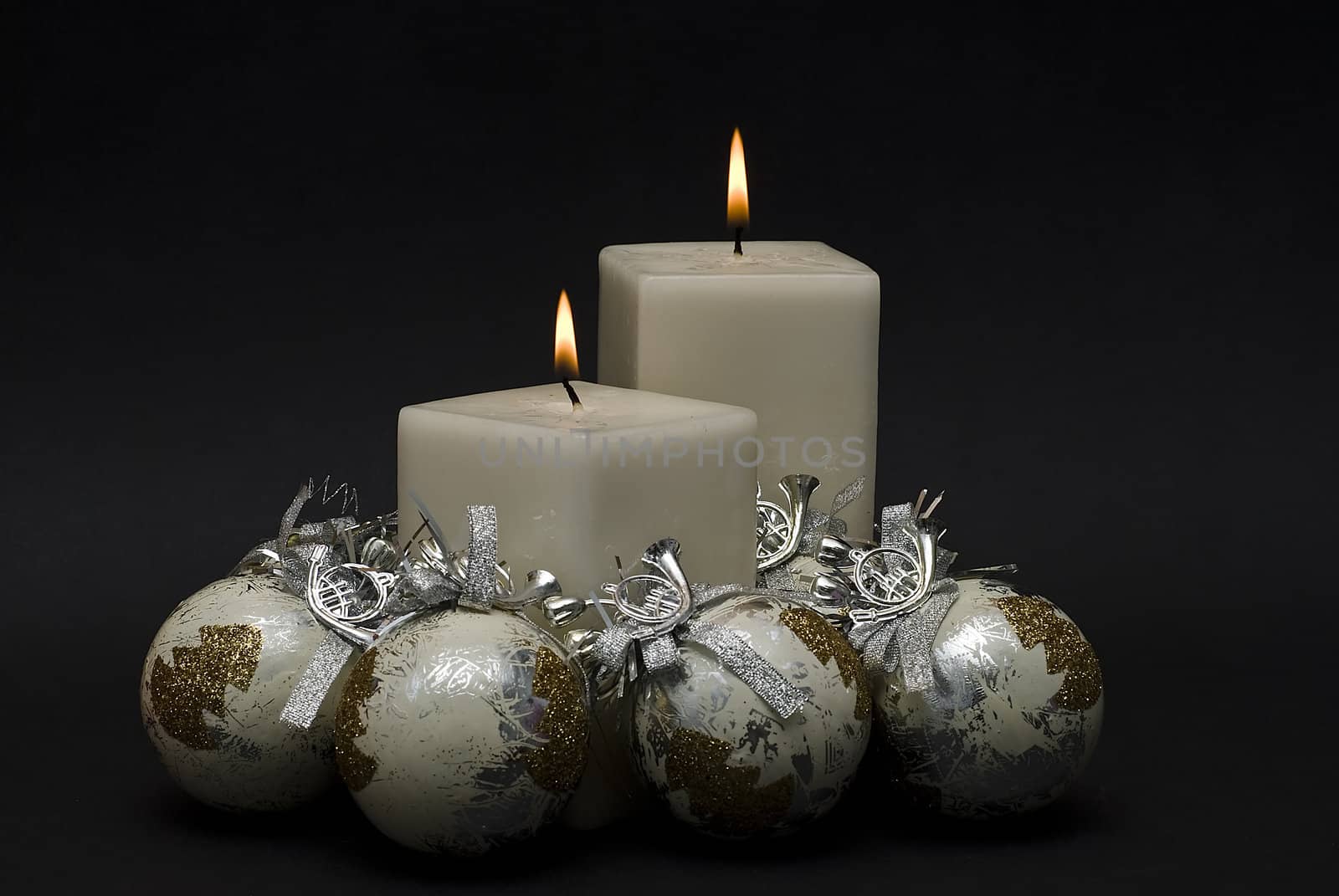 Christmas greetings card with candles.