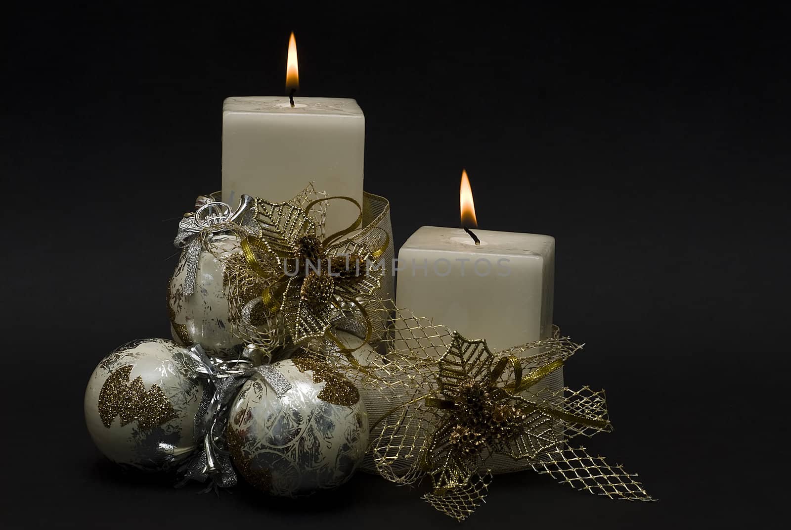 Christmas greetings card with candles.