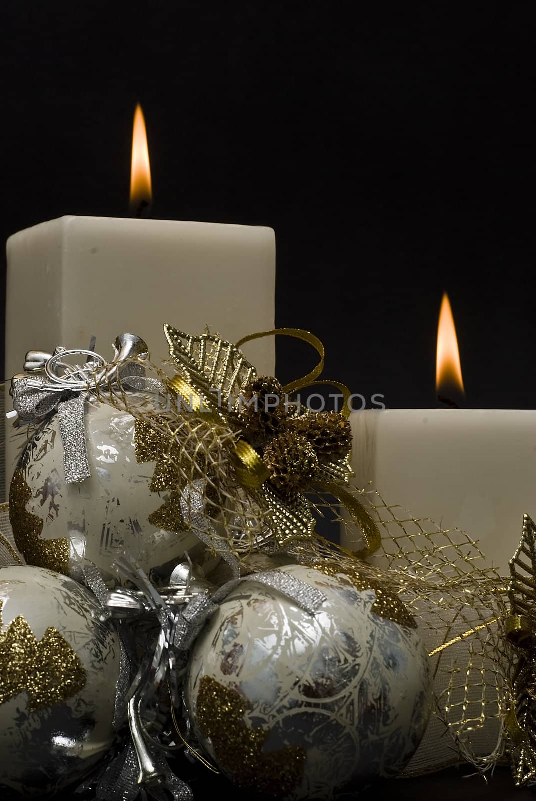 Christmas greetings card with candles.