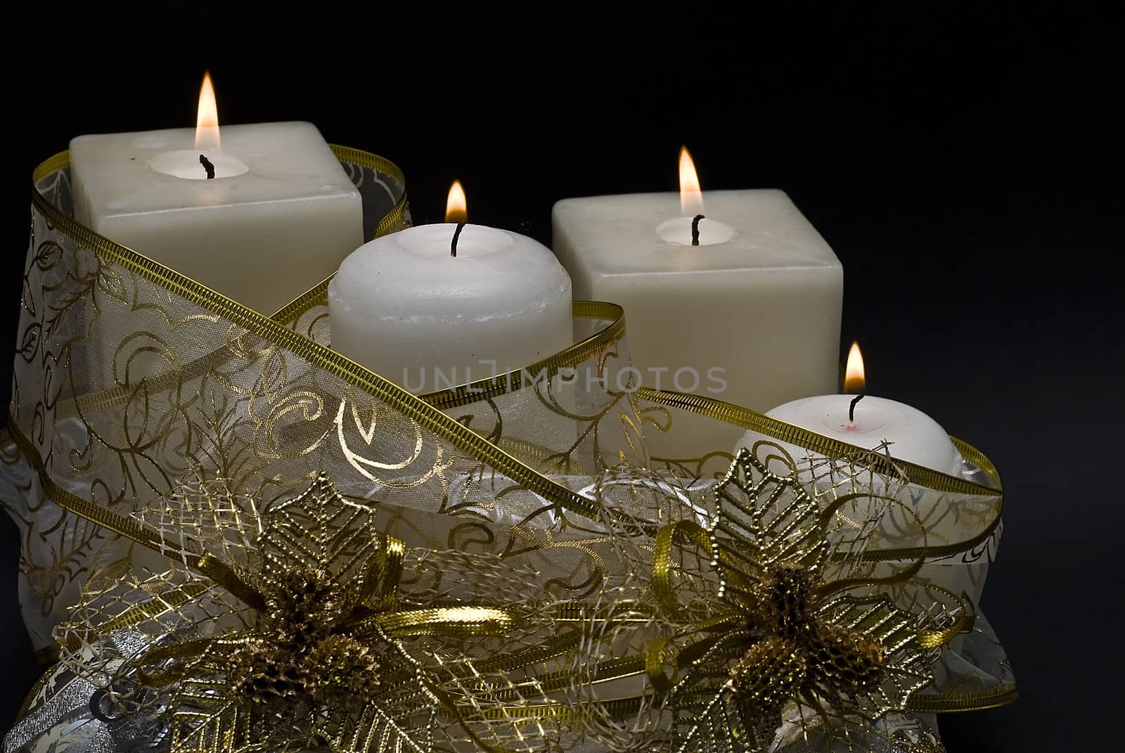 Christmas greetings card with candles.