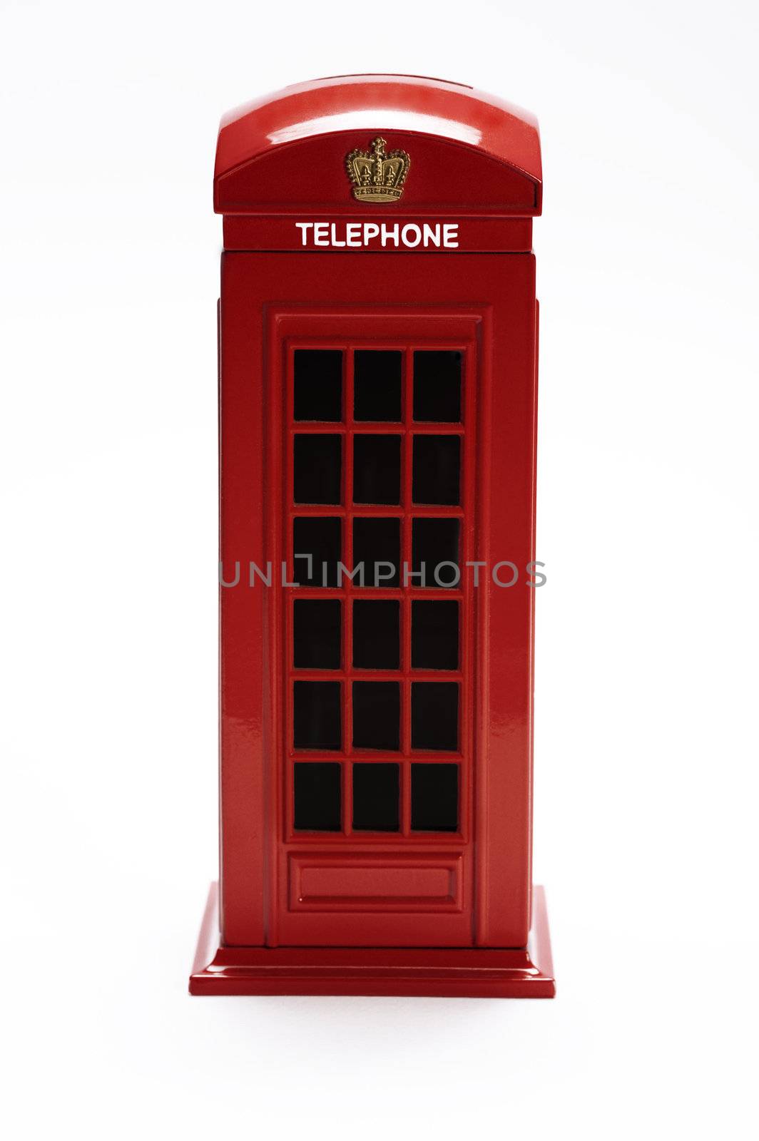 classic british telephone booth isolated on white background