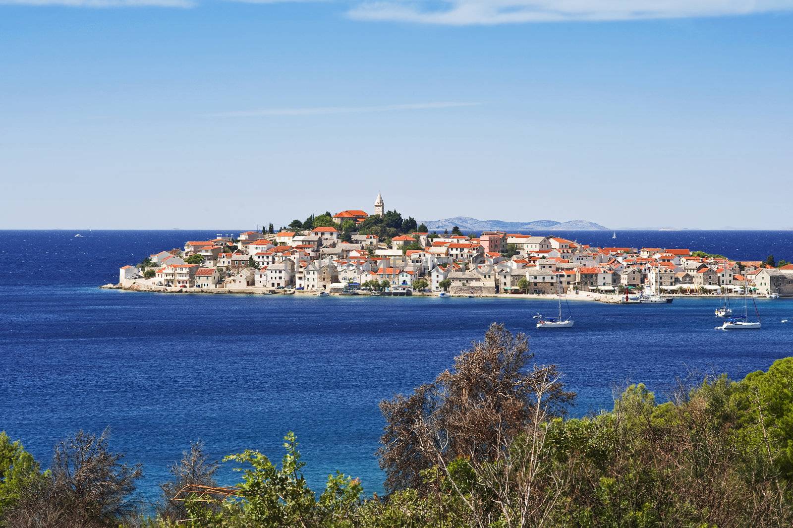 view of primosten town in croatia, europe