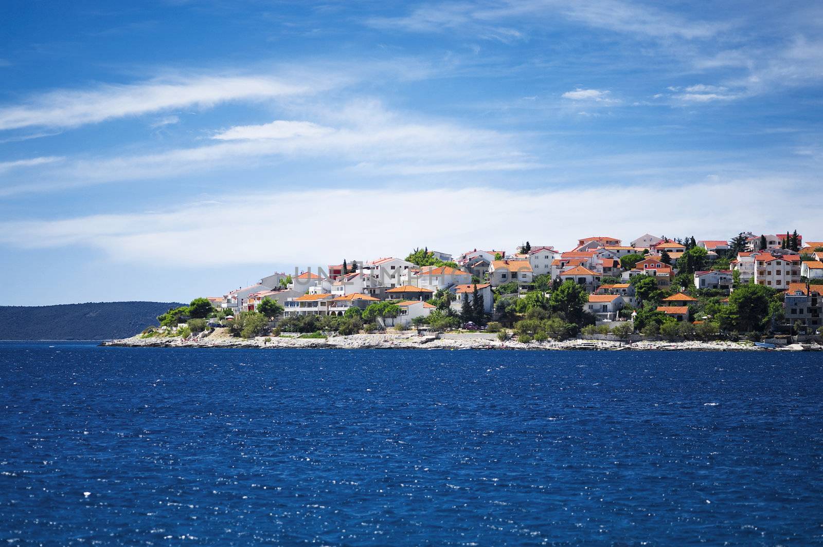 typical coastline of town trogir in croatia