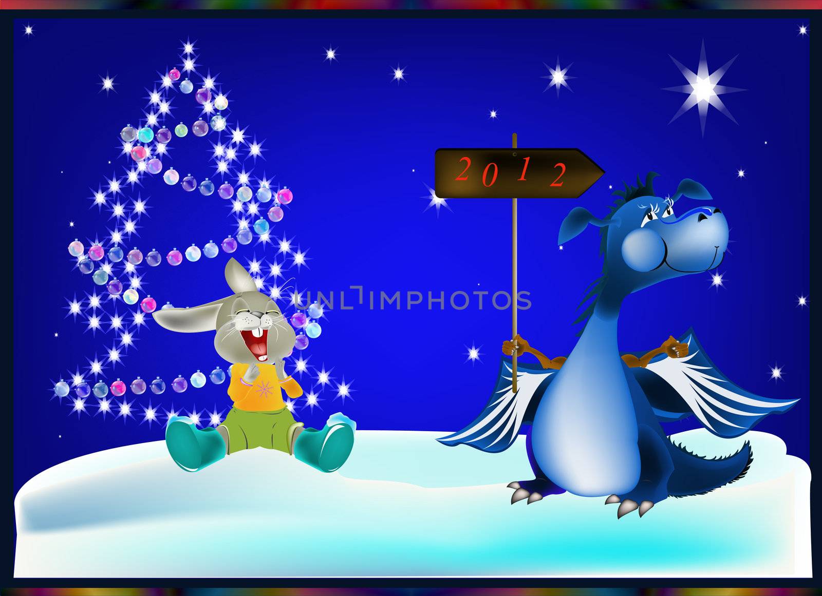 Dark blue dragon-New Year's a symbol of 2012 by sergey150770SV