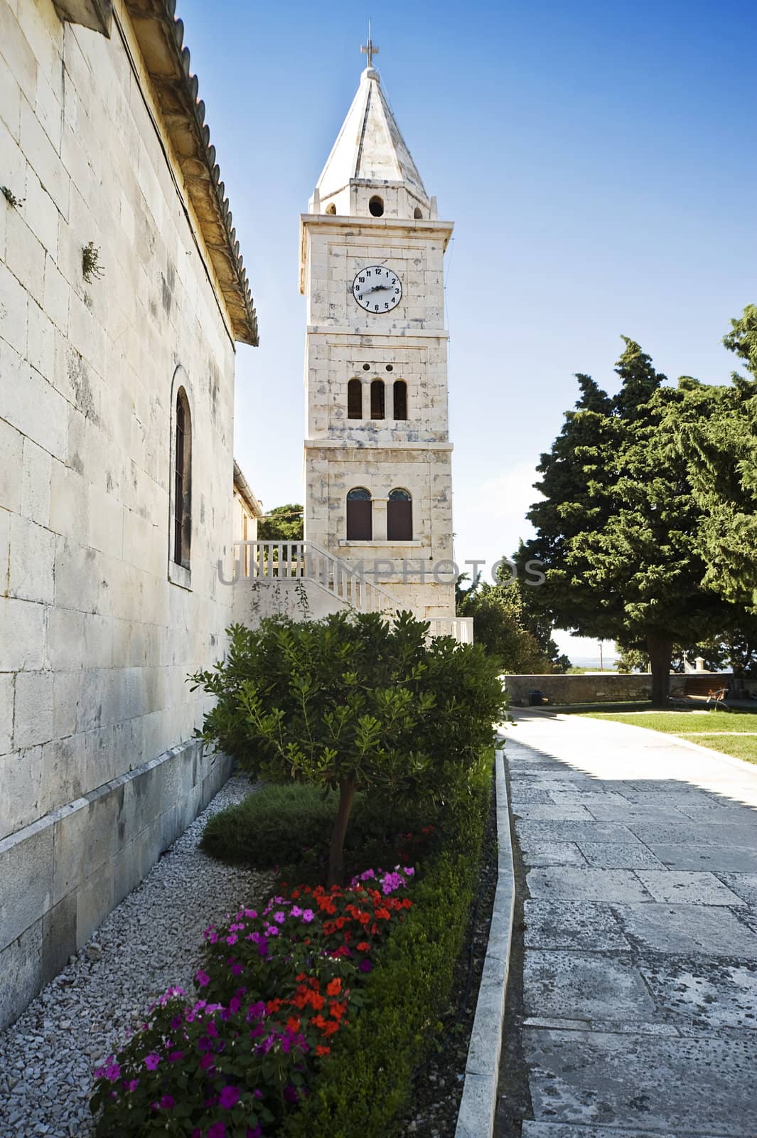 historical ancient church in primosten, croatia