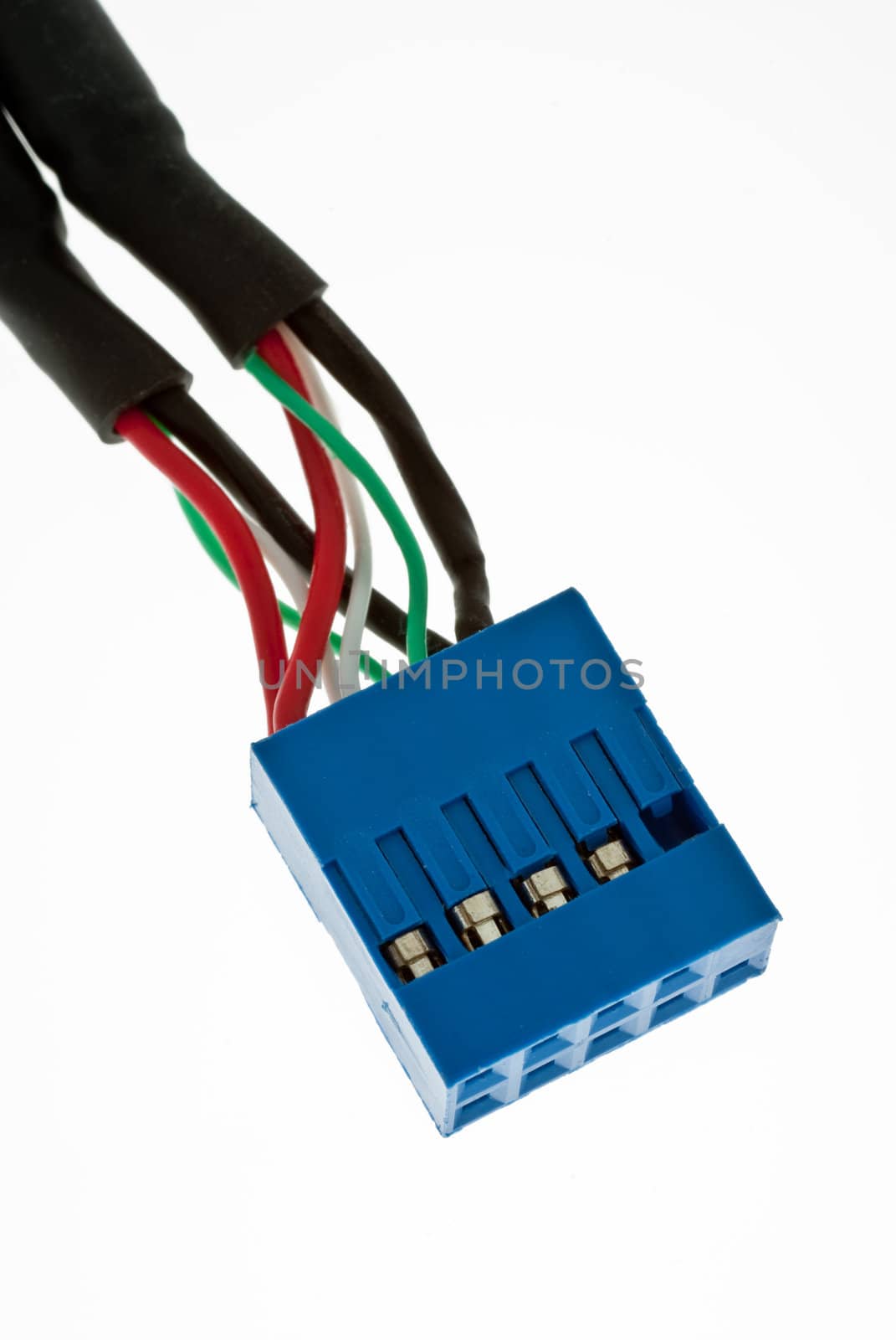 Blue connector for extra USB on computer motherboard