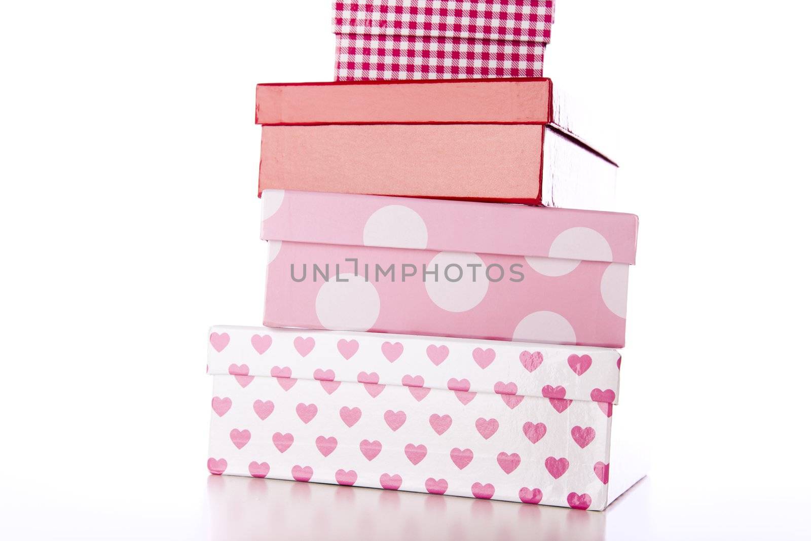 Four decorative boxes isolated on white background.  