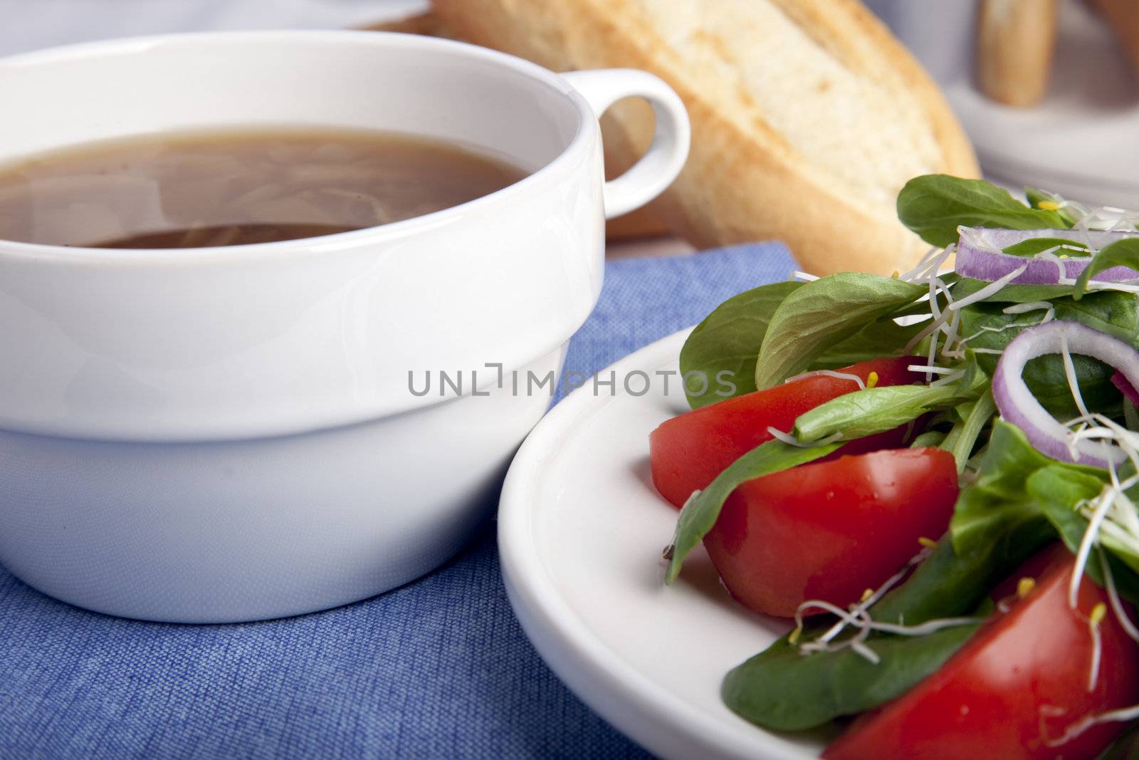 Onion Soup and Salad by charlotteLake