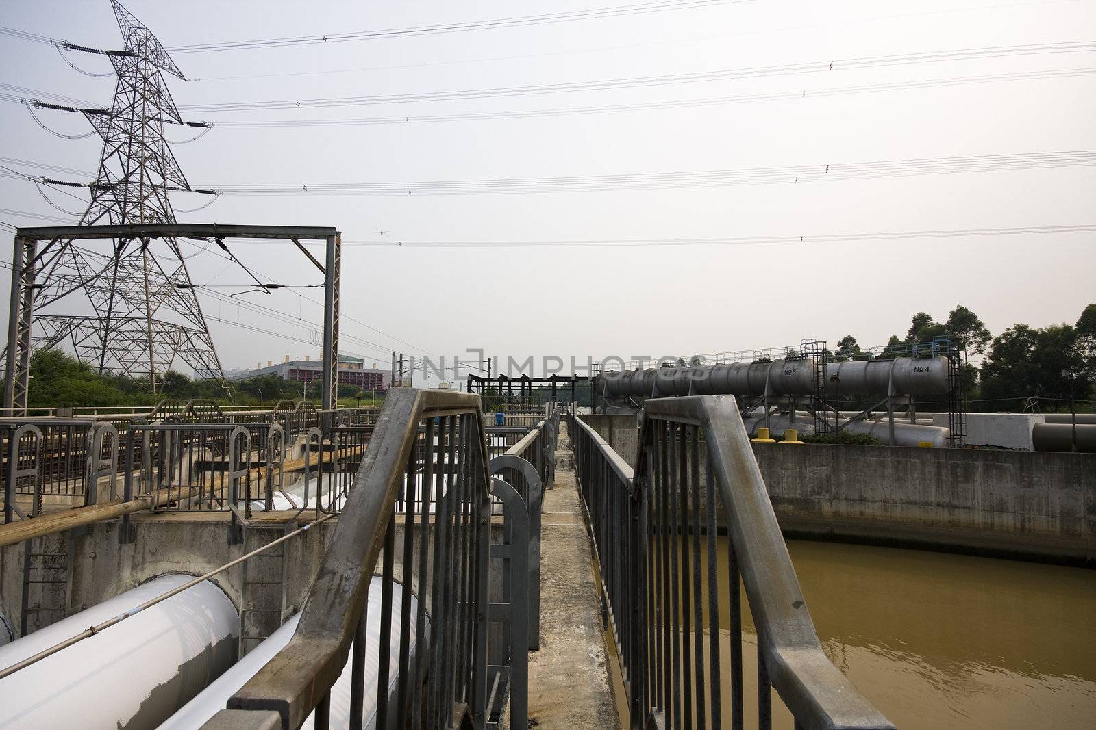 transmission tower station for make power to city