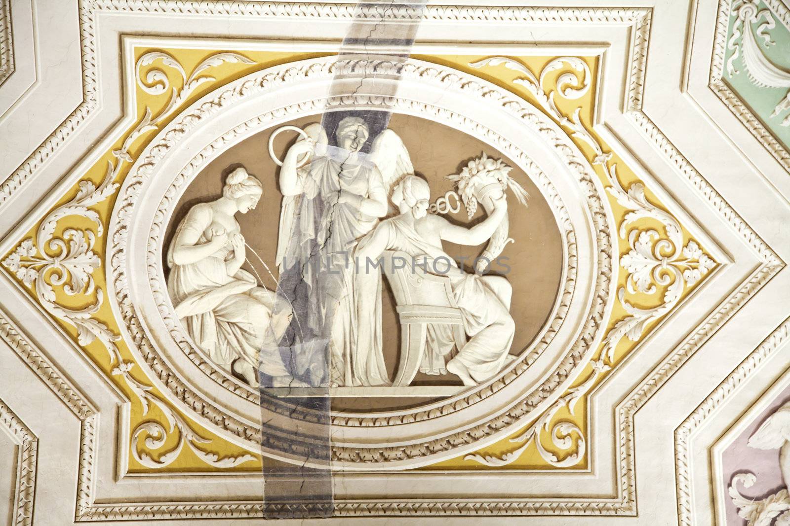 Vatican Museums, Rome, Italy: example of painting restoration technique