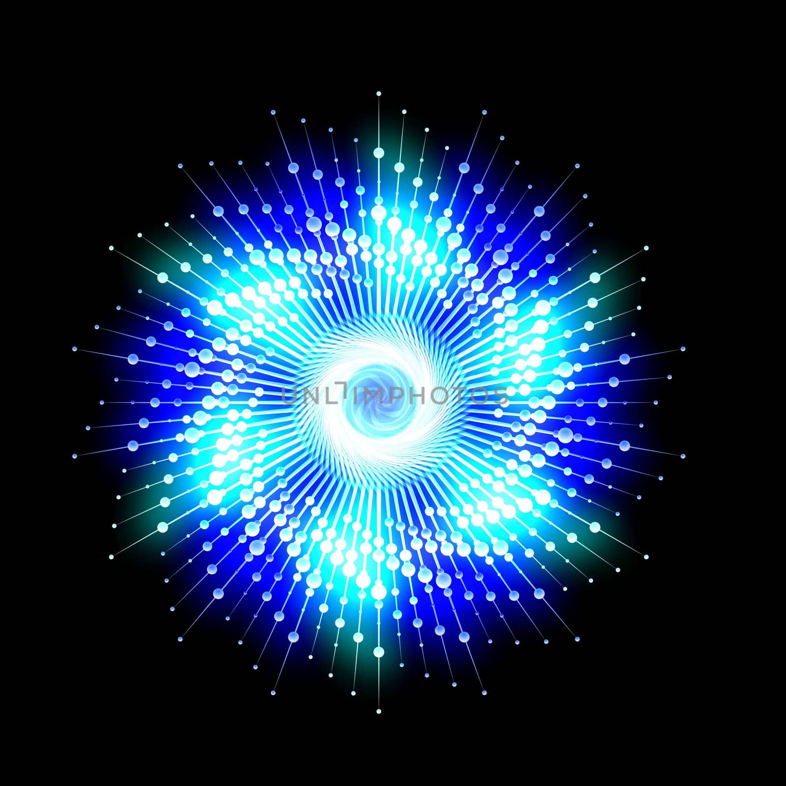 Illustration of an isolated glowing blue pattern