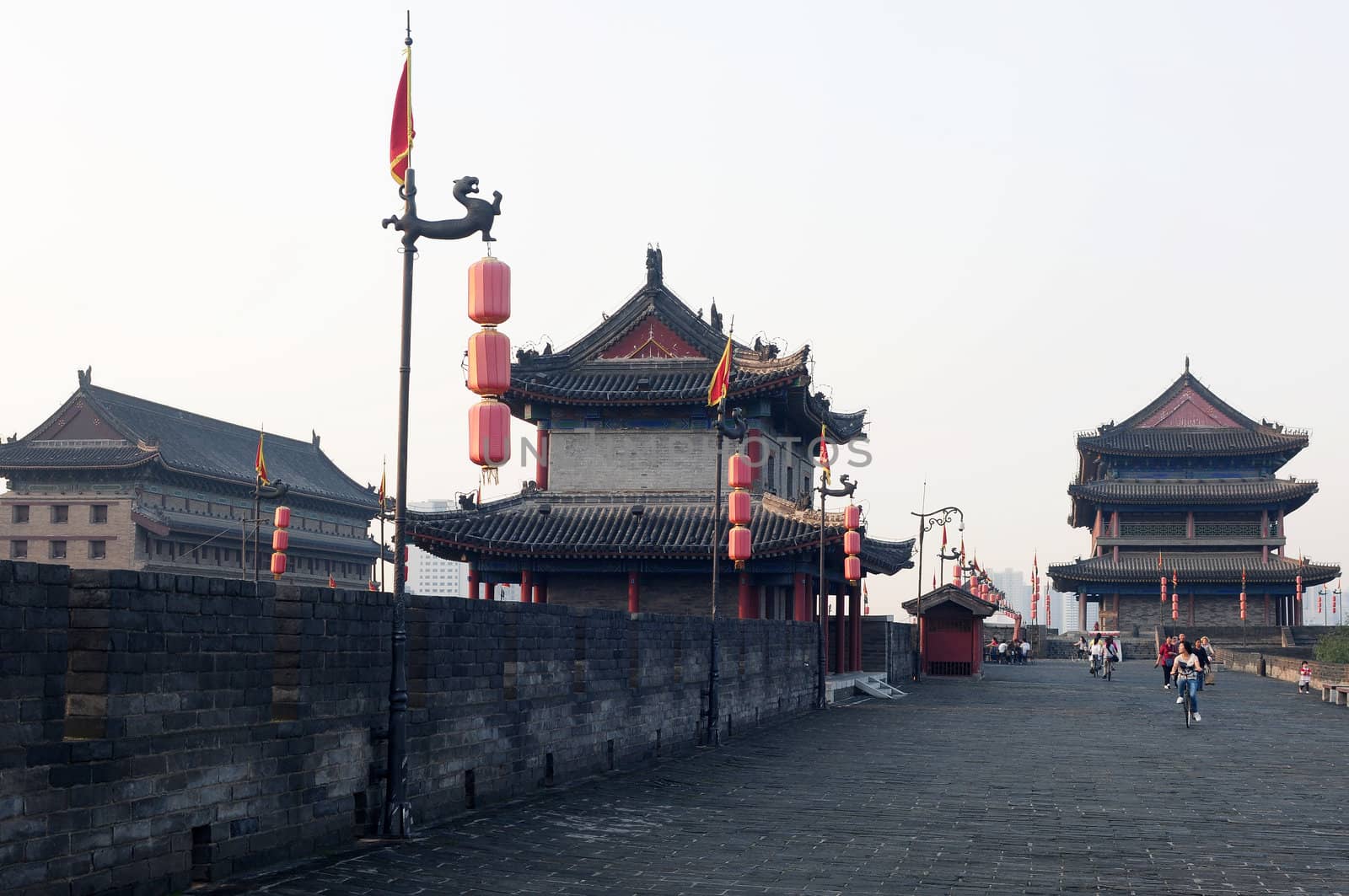 The famous ancient city wall of Xian, China