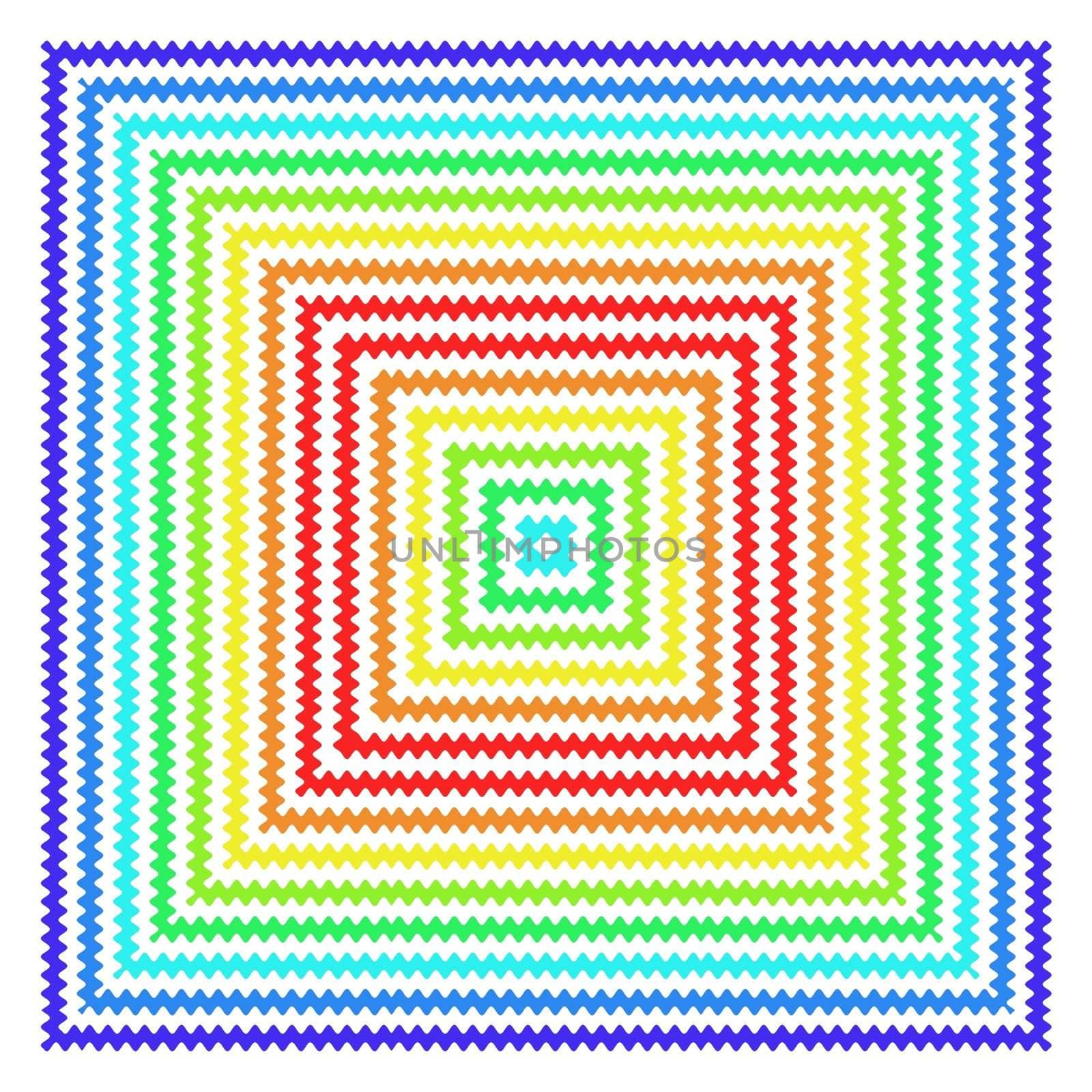 Abstract Zigzag rainbow coloured squares