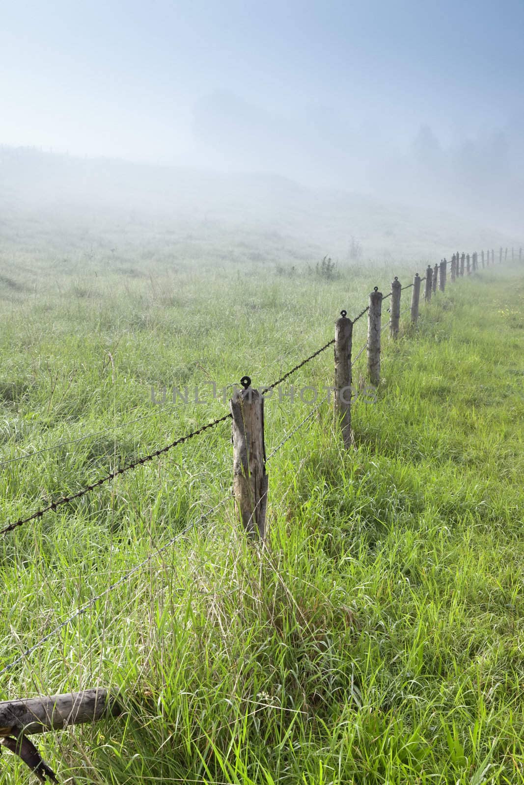 An image of a beautiful landscape with fog in bavaria germany