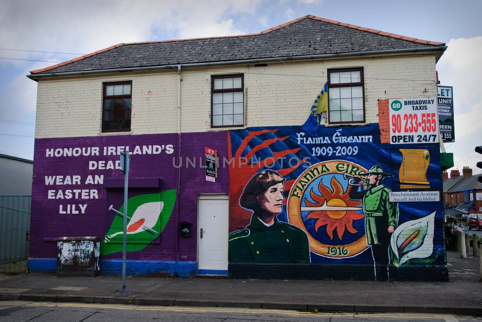 political murals in Falls Road, Belfas, Northern Ireland