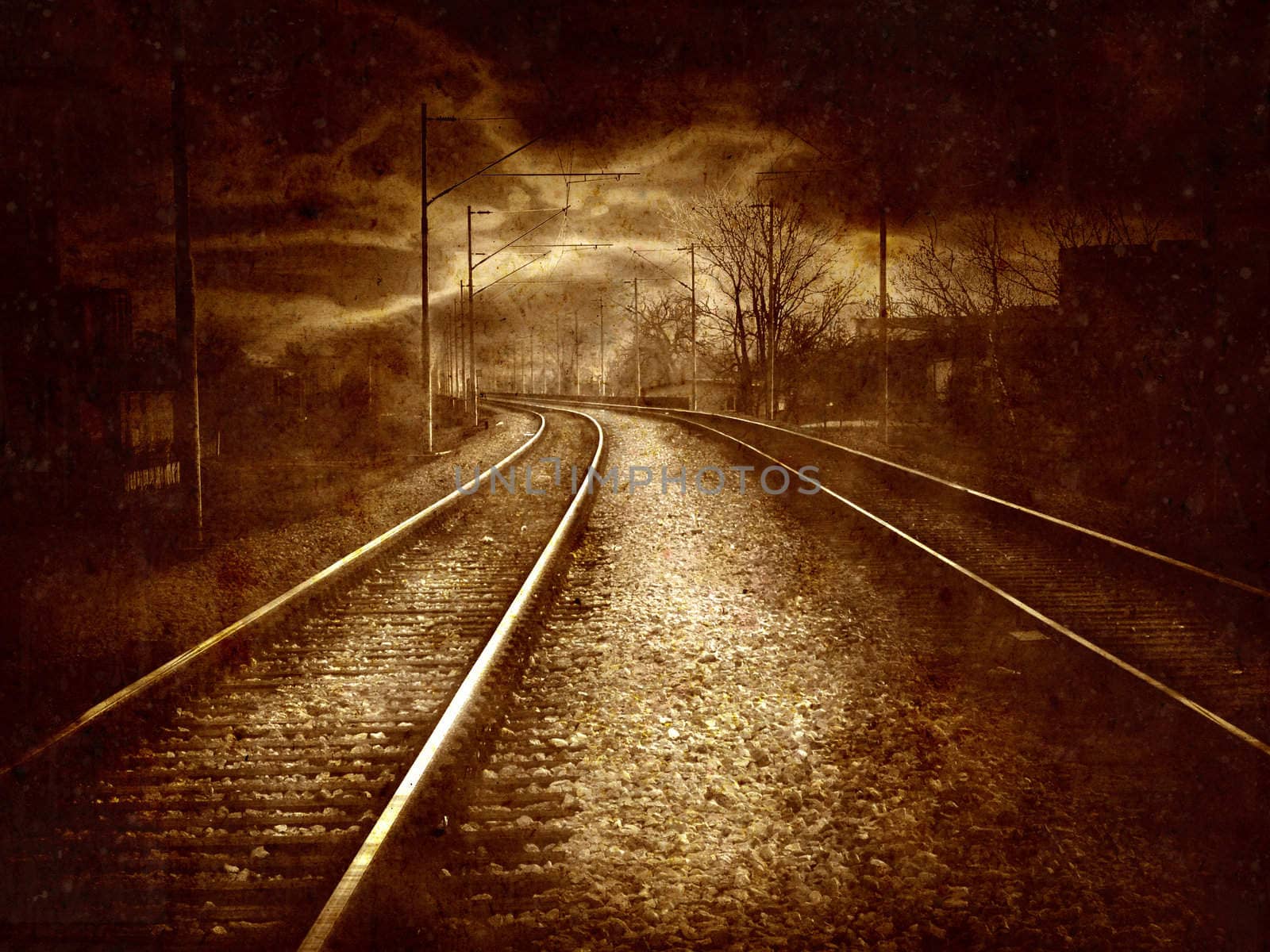 Vintage collage - old railroad by Lizard