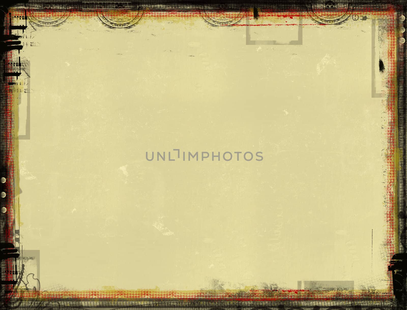 Computer designed highly detailed grunge border and aged textured paper background. Nice grunge element for your projects