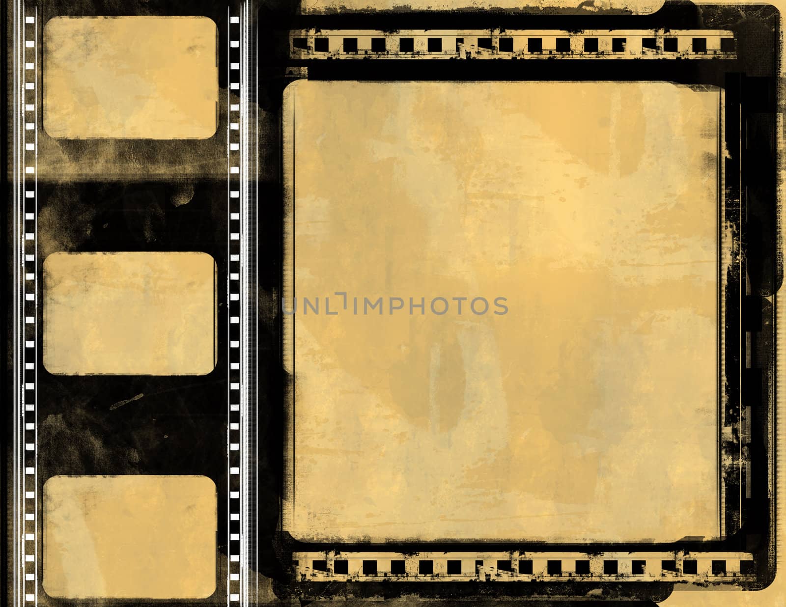 Computer designed high resolution grunge film frame with space for your text or image. Great grunge layer for your projects