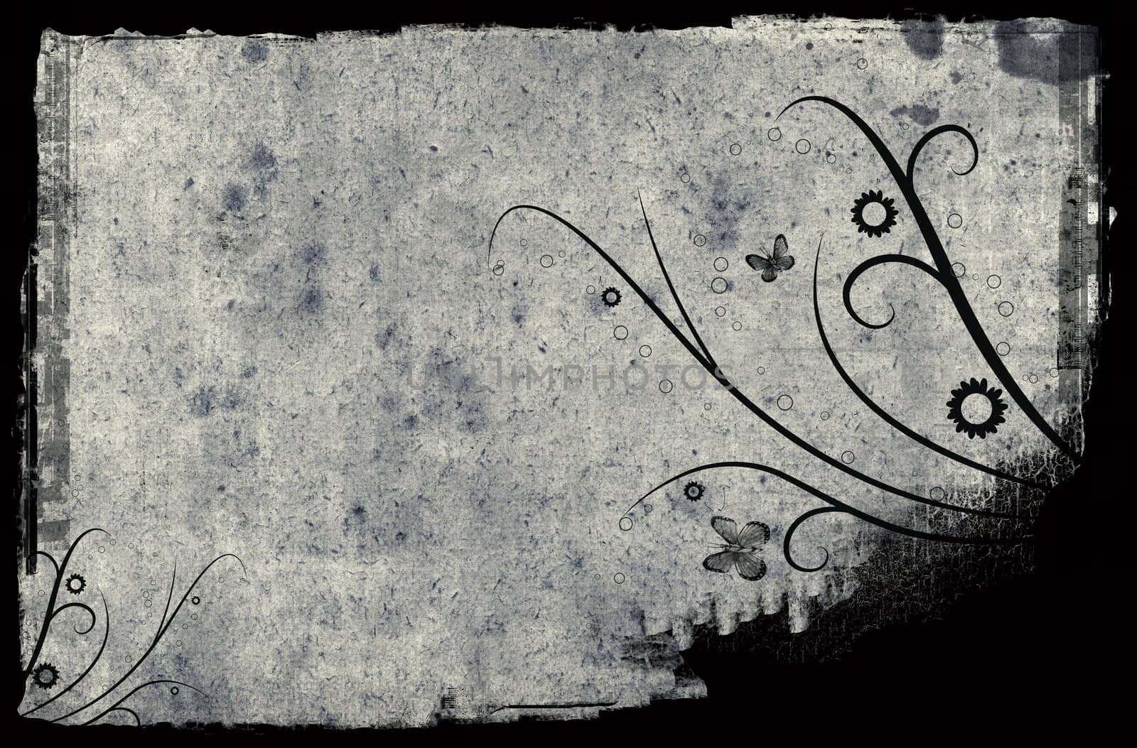 Computer designed highly detailed floral border and background. Nice grunge element for your projects