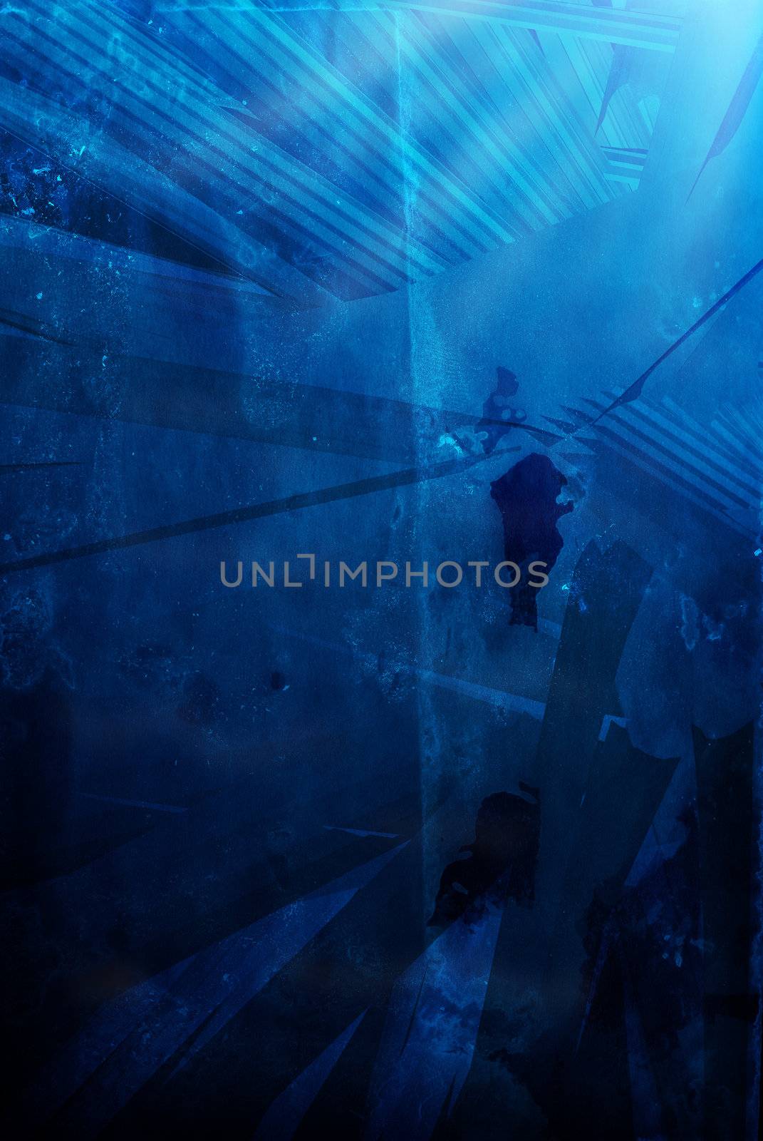 Computer designed highly detailed grunge abstract background - Deep Blue