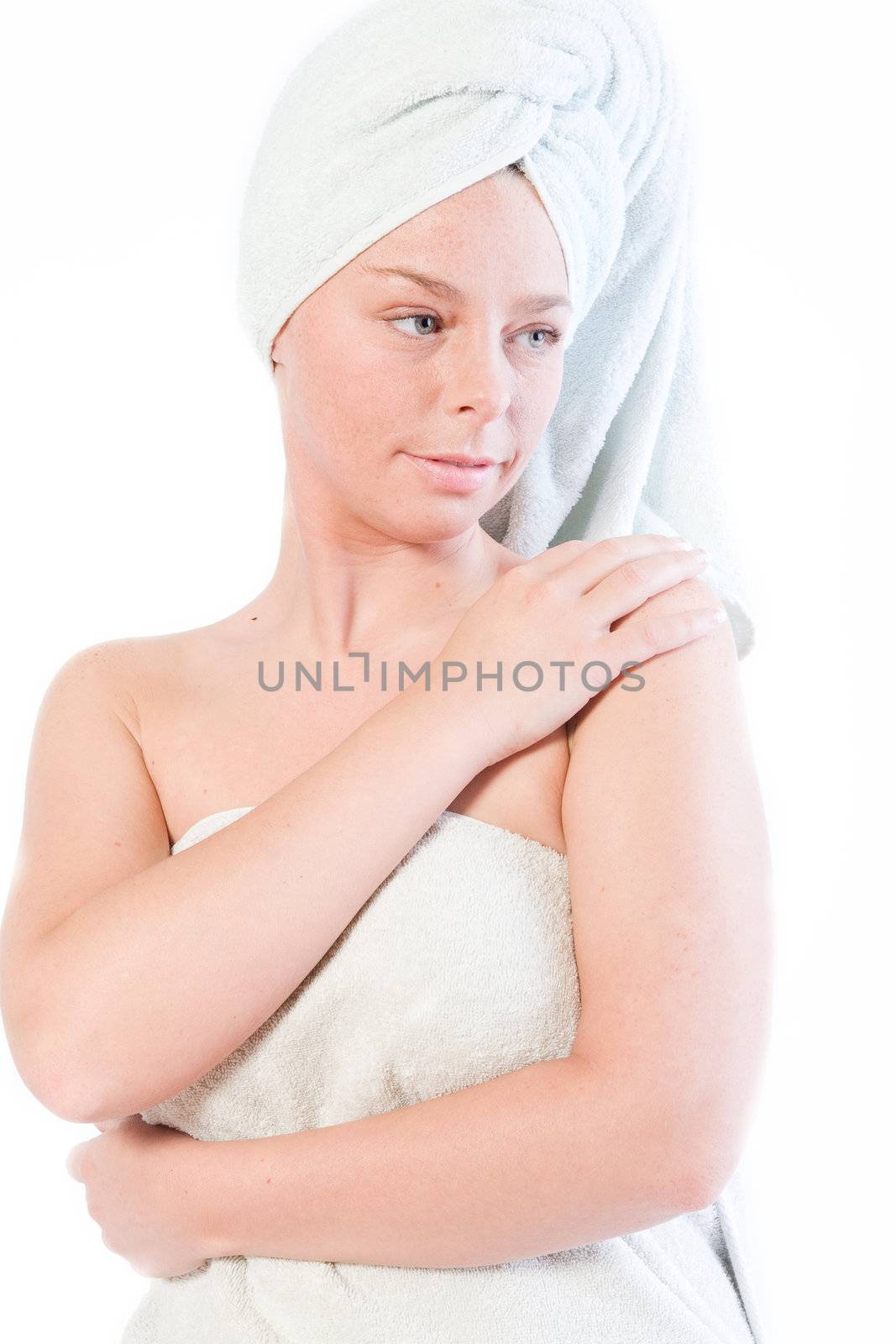 Studio portrait of a spa girl waiting