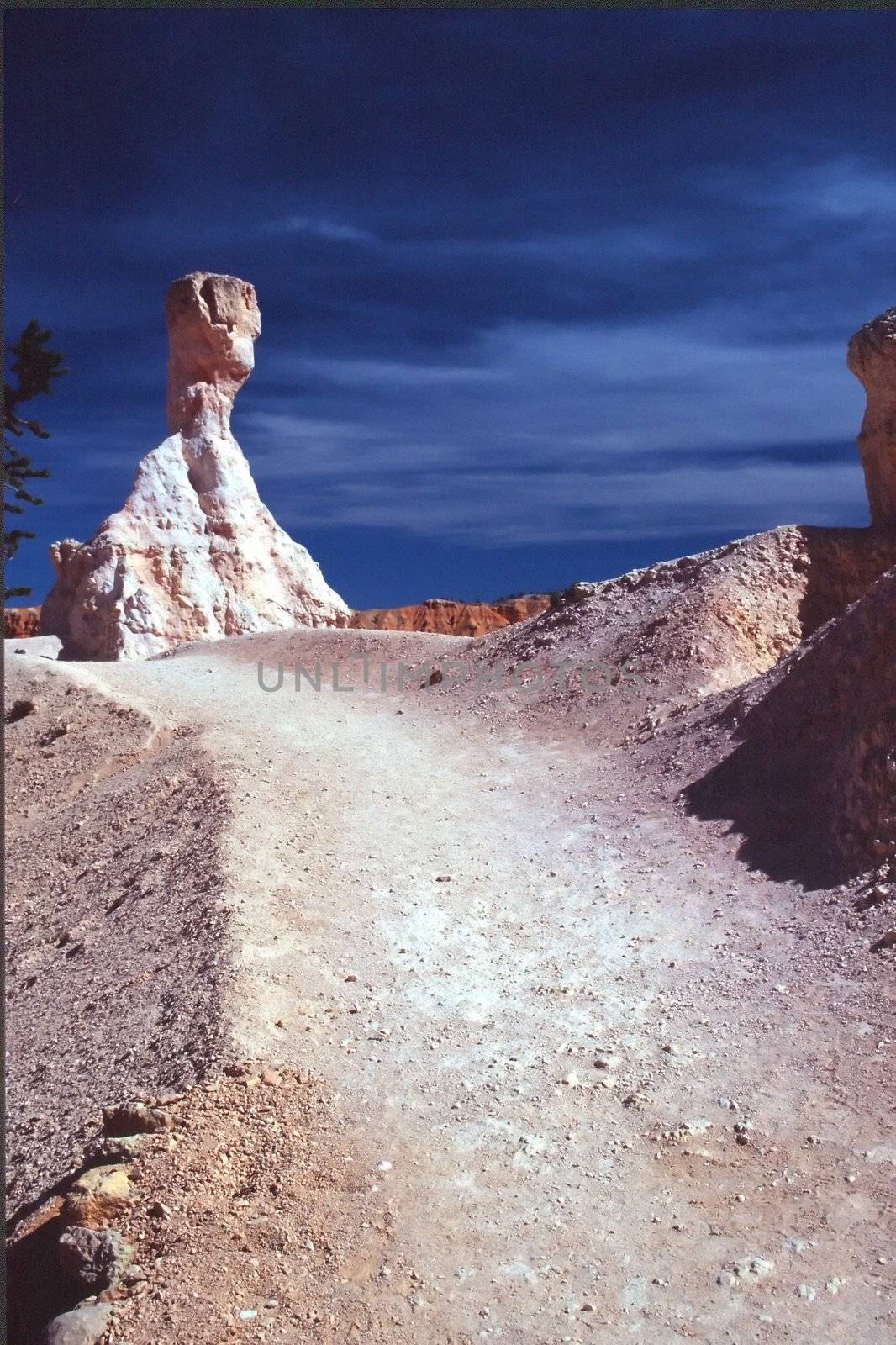 Bryce Canyon National Park is a national park located in southwestern Utah in the United States. Contained within the park is Bryce Canyon. Despite its name, this is not actually a canyon, but rather a giant natural amphitheater created by erosion along the eastern side of the Paunsaugunt Plateau. Bryce is distinctive due to its geological structures, called hoodoos, formed from wind, water, and ice erosion of the river and lakebed sedimentary rocks. The red, orange and white colors of the rocks provide spectacular views to visitors.