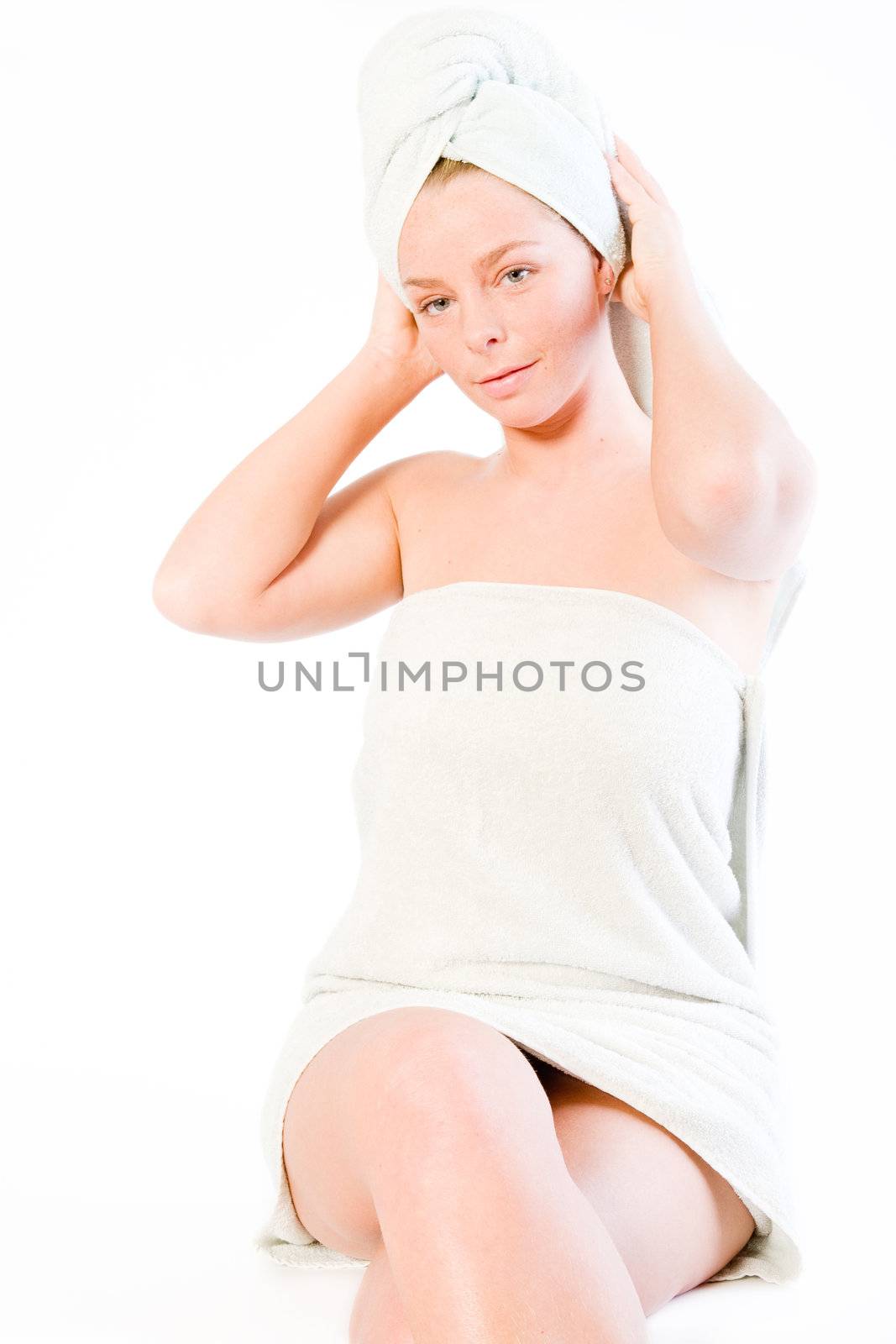 Studio portrait of a spa girl looking