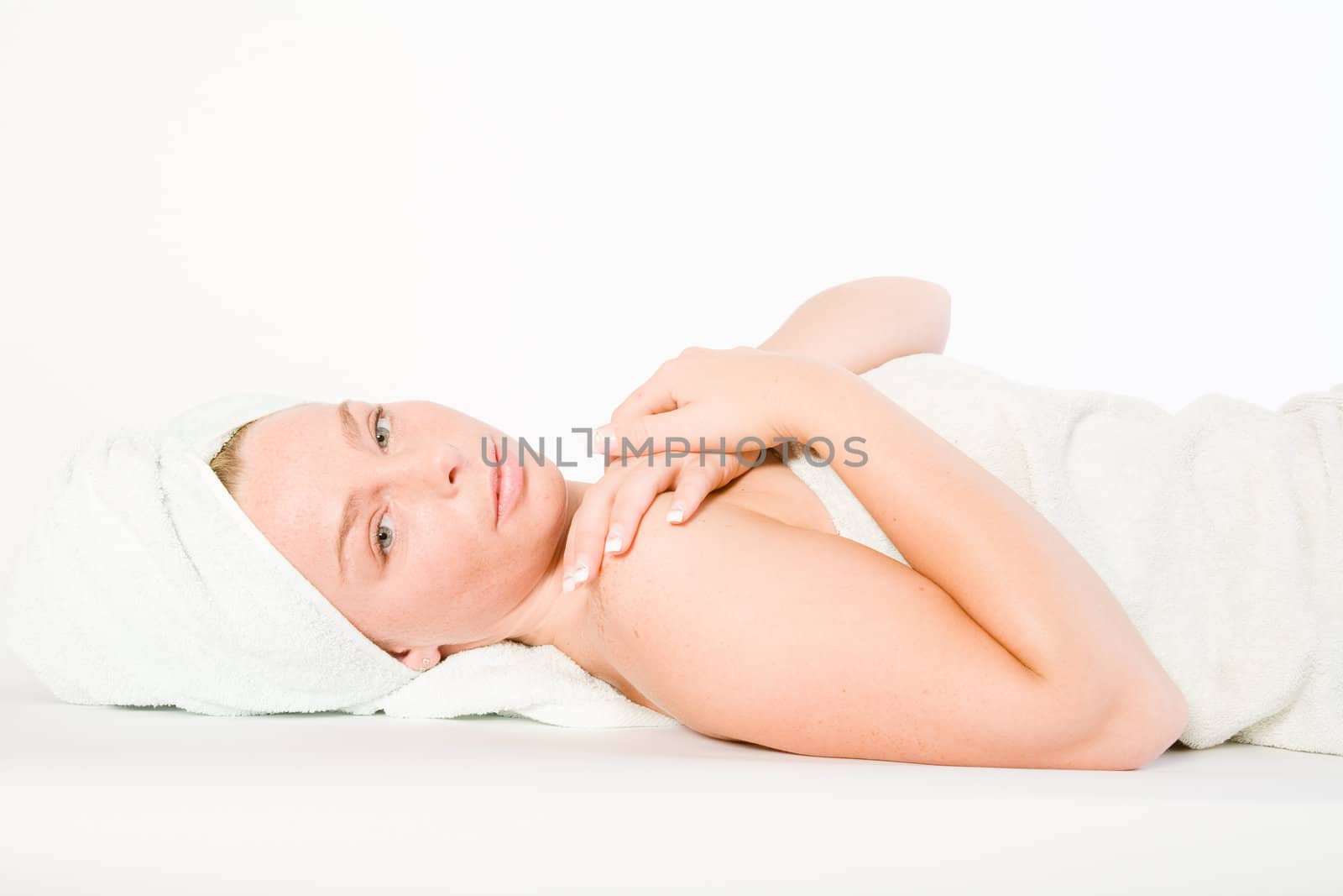Wellness girl series laying down watching by DNFStyle