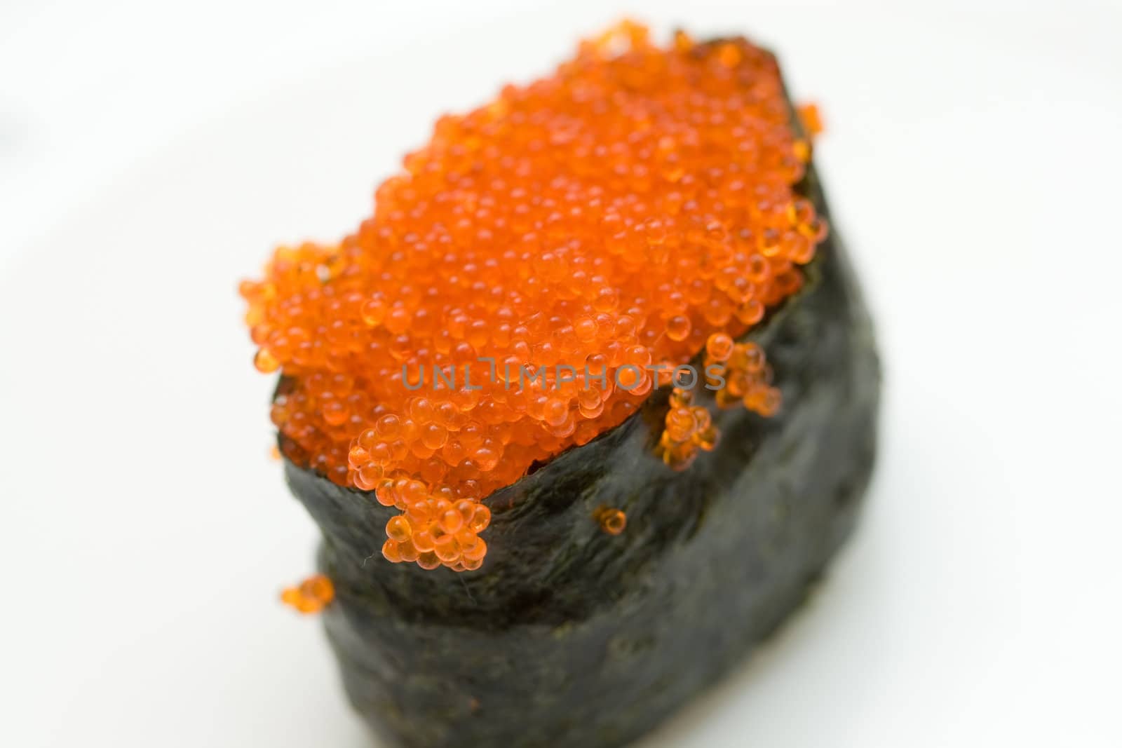 sushi with red roe macro