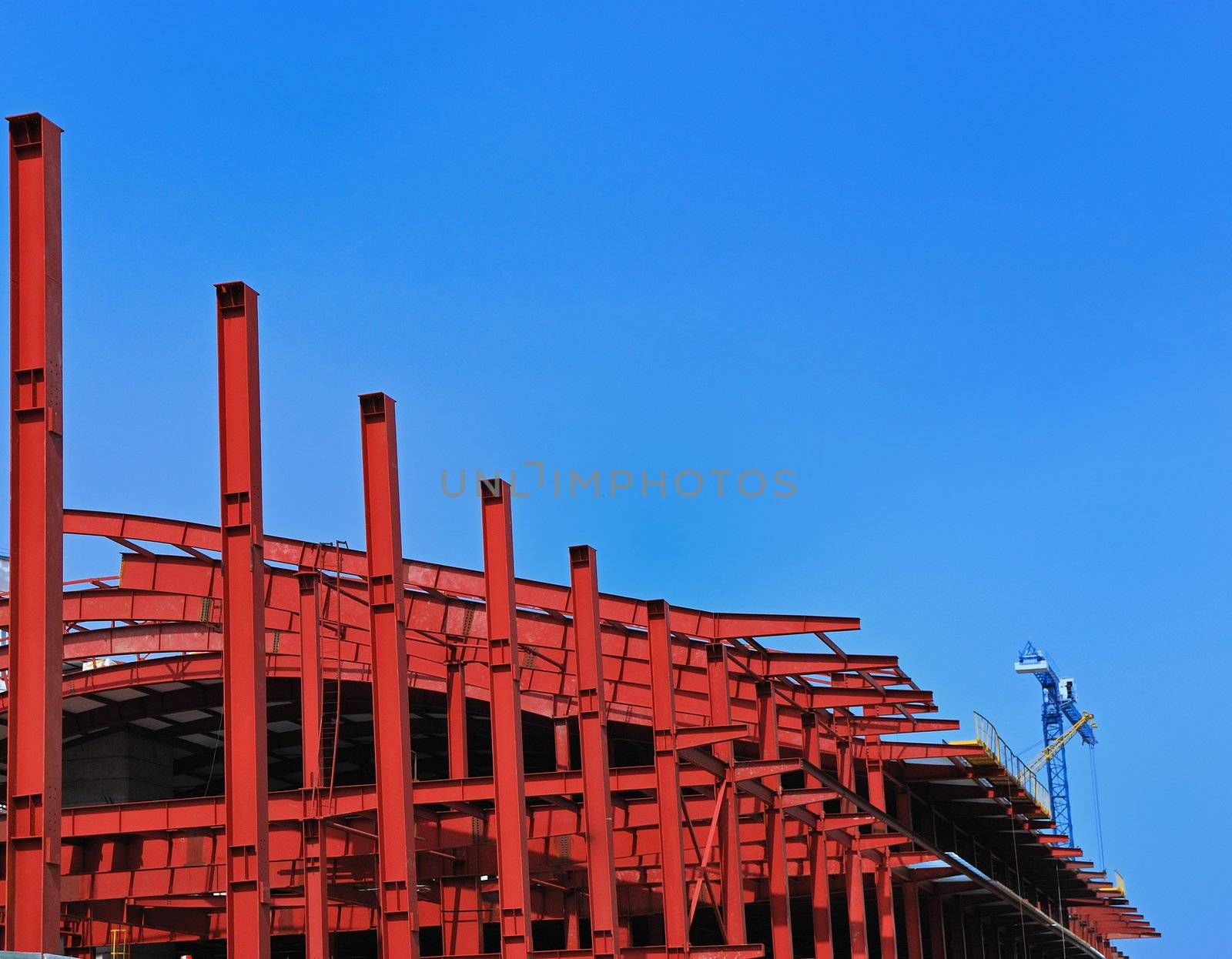 red metall construction on blue sky