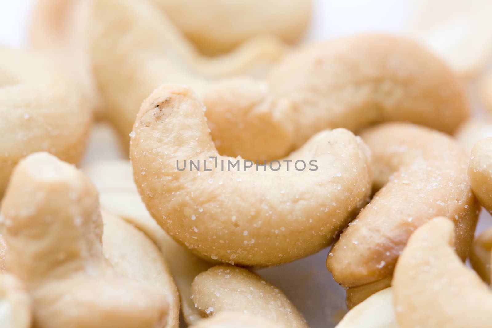 heap of salted cashew close-up