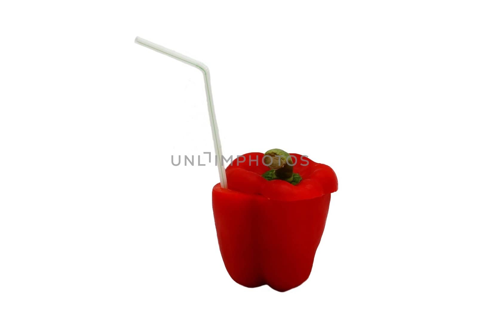 pepper with straw isolated on the white background
