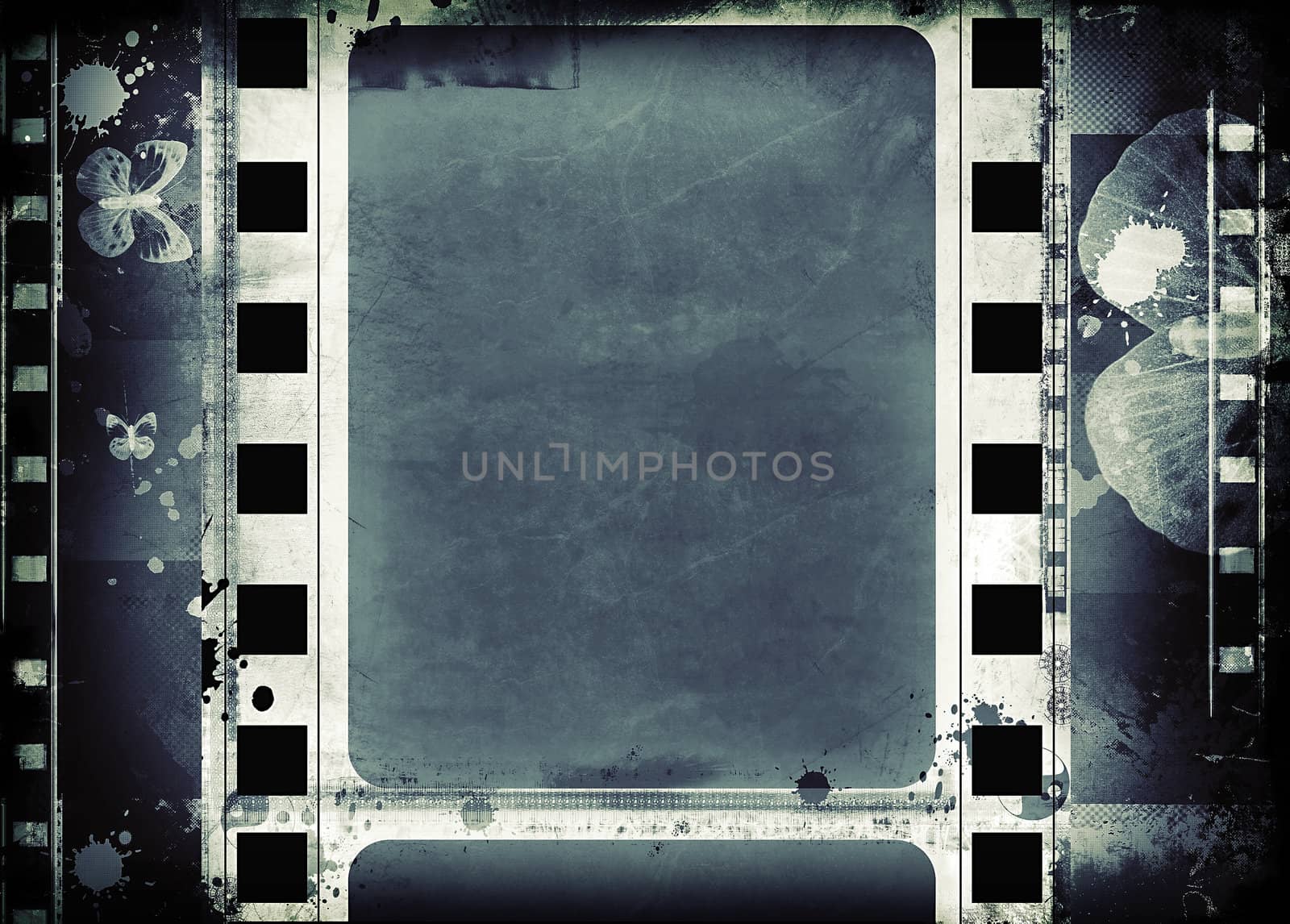 Computer designed high resolution grunge film frame with space for your text or image. Great grunge layer for your projects