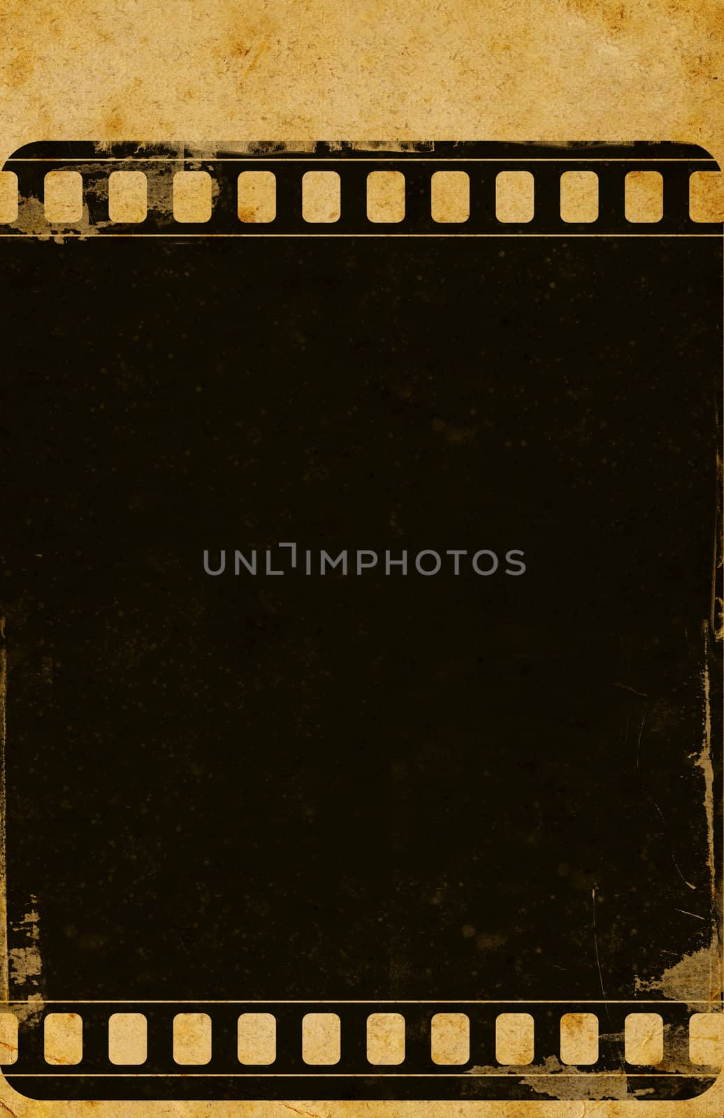 Computer designed highly detailed film frame on aged paper background , with space for your text or image. Nice grunge element for your projects