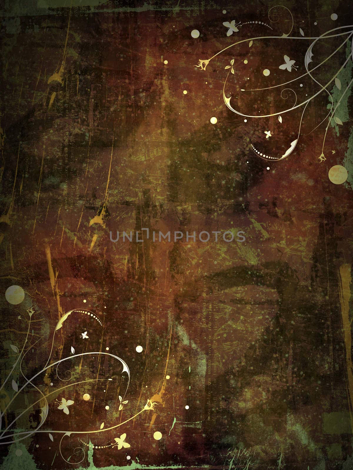 Grunge floral background by Lizard